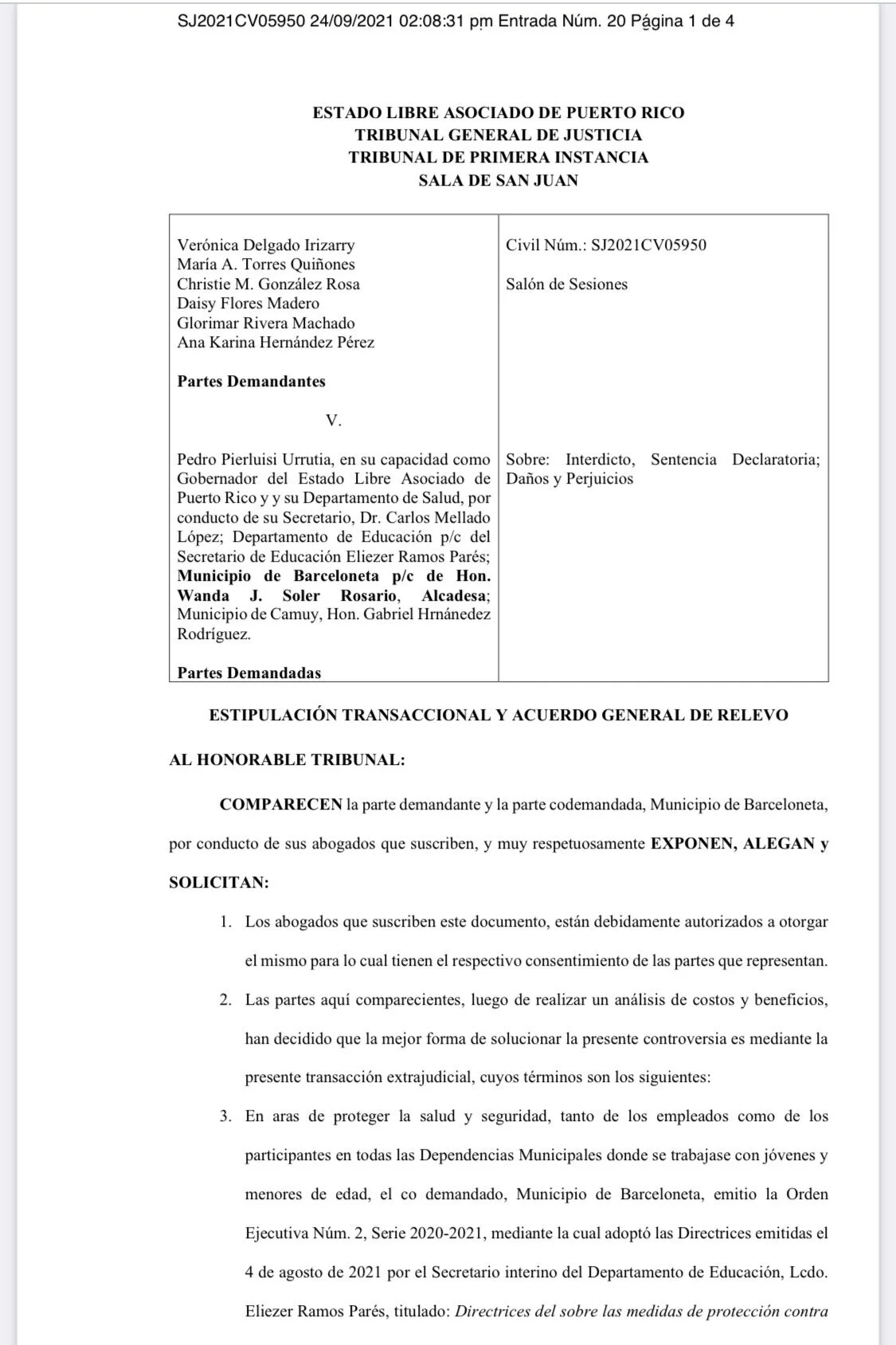 Nueva demanda al Gobernador de Puerto Rico