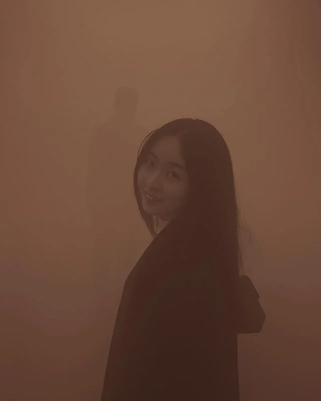 Amidst the fog
Bathing in the orange hue