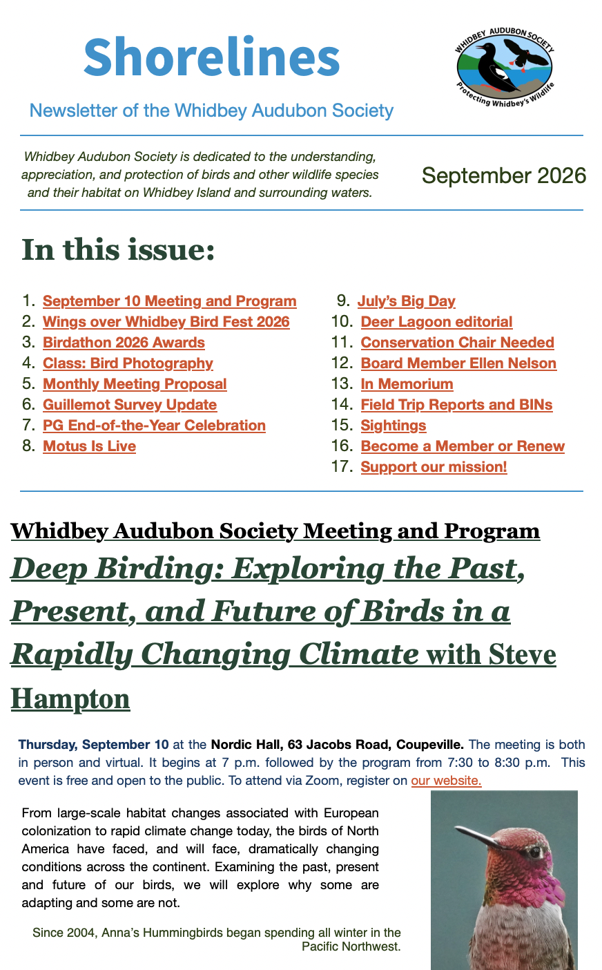 September 2026 Shorelines