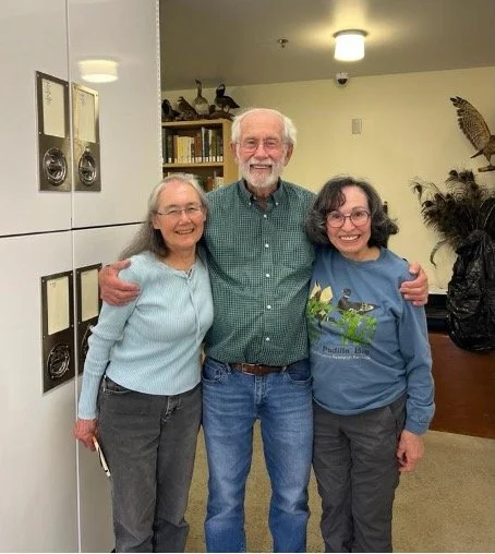 Evidence of a happy visit with Dr. Paulson by Patricia Duarte and Linda Rhodes.