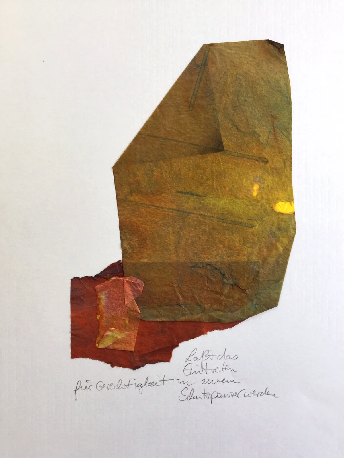 Tretet ein, Collage mit gefäbten Papieren 30 x 40 cm, Preis 150,-