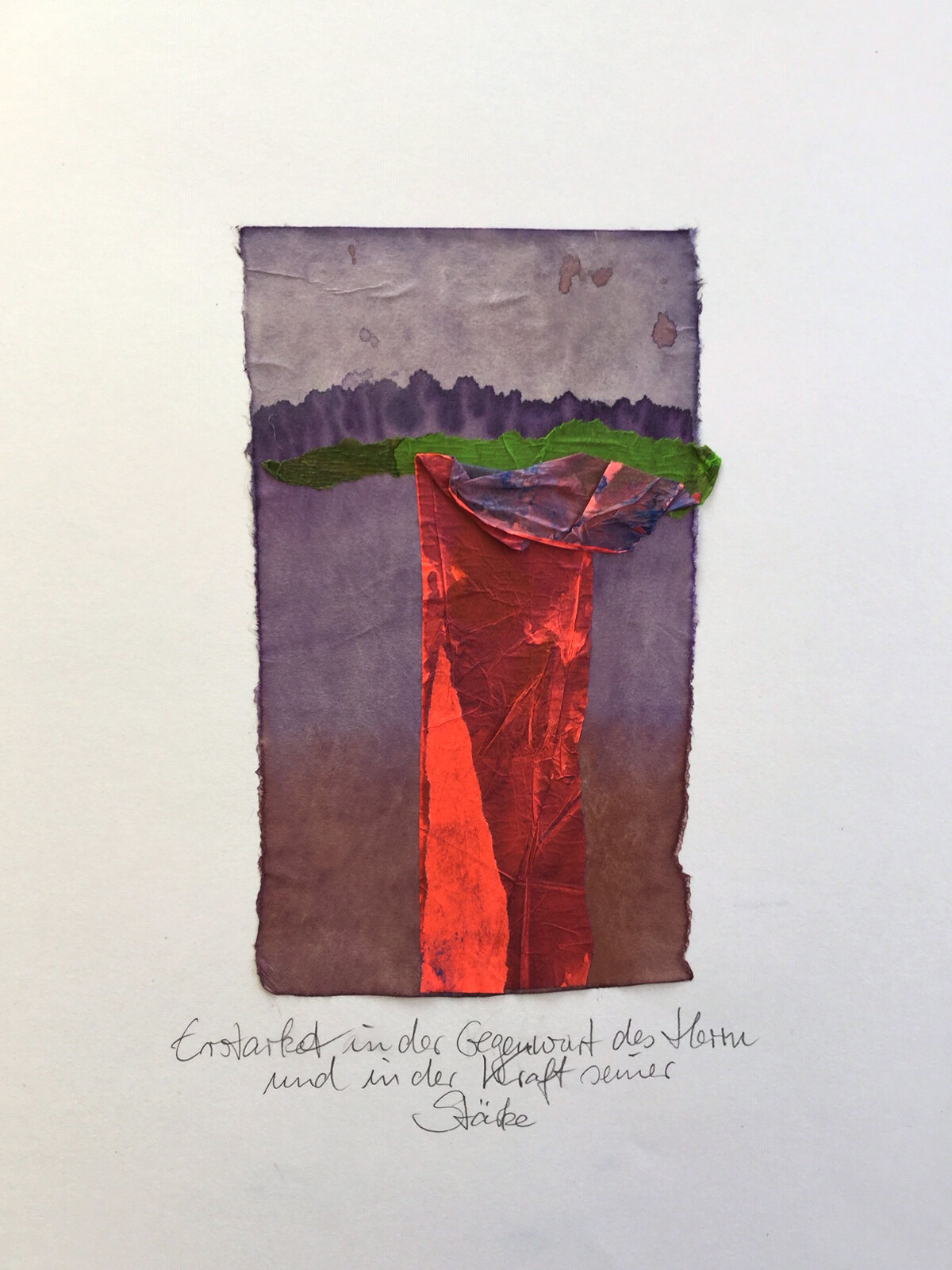 Erstarket, Collage mit gefäbten Papieren 30 x 40 cm, Preis 150,-