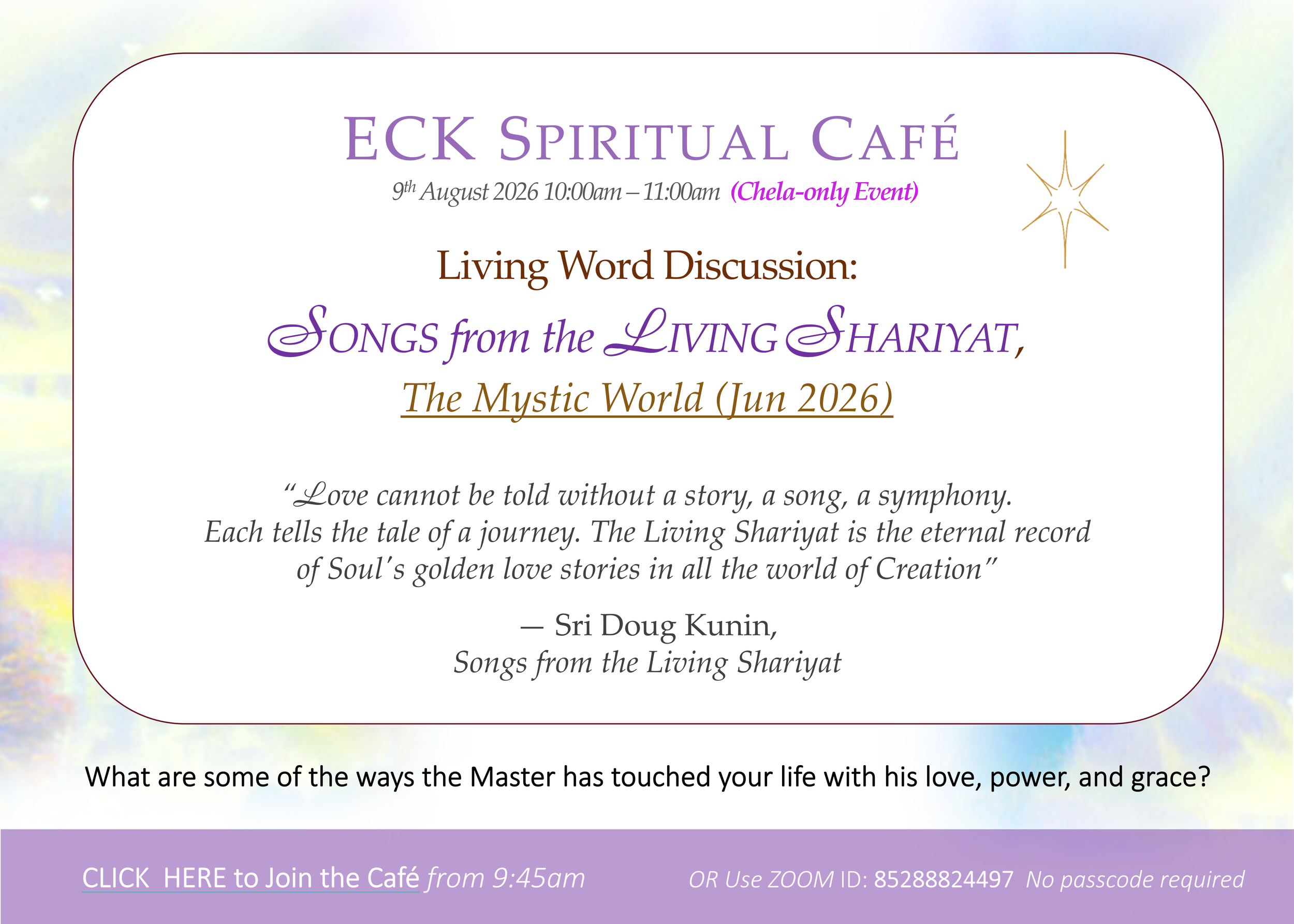 ECK Spiritual Cafe (Chelas Only)
