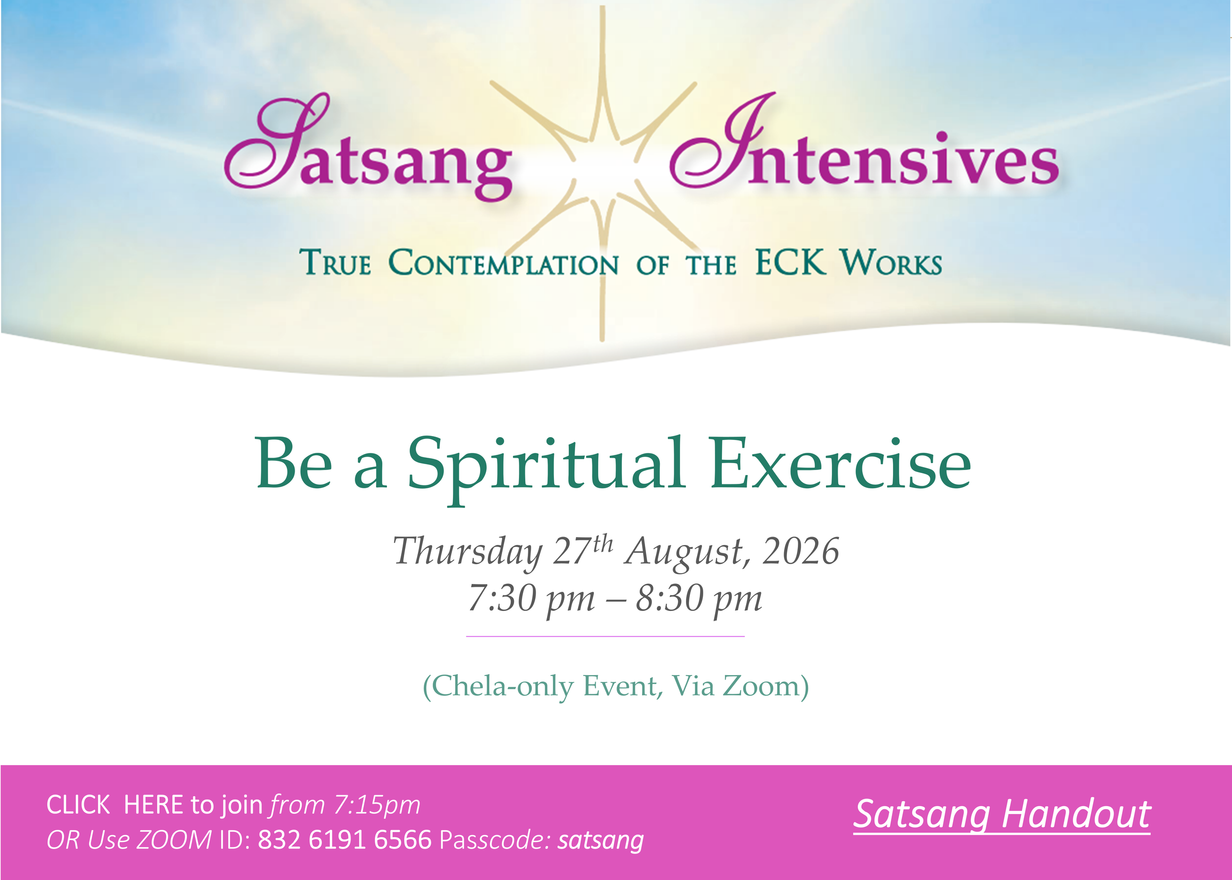 Satsang Intensive: Be a Spiritual Exercise 