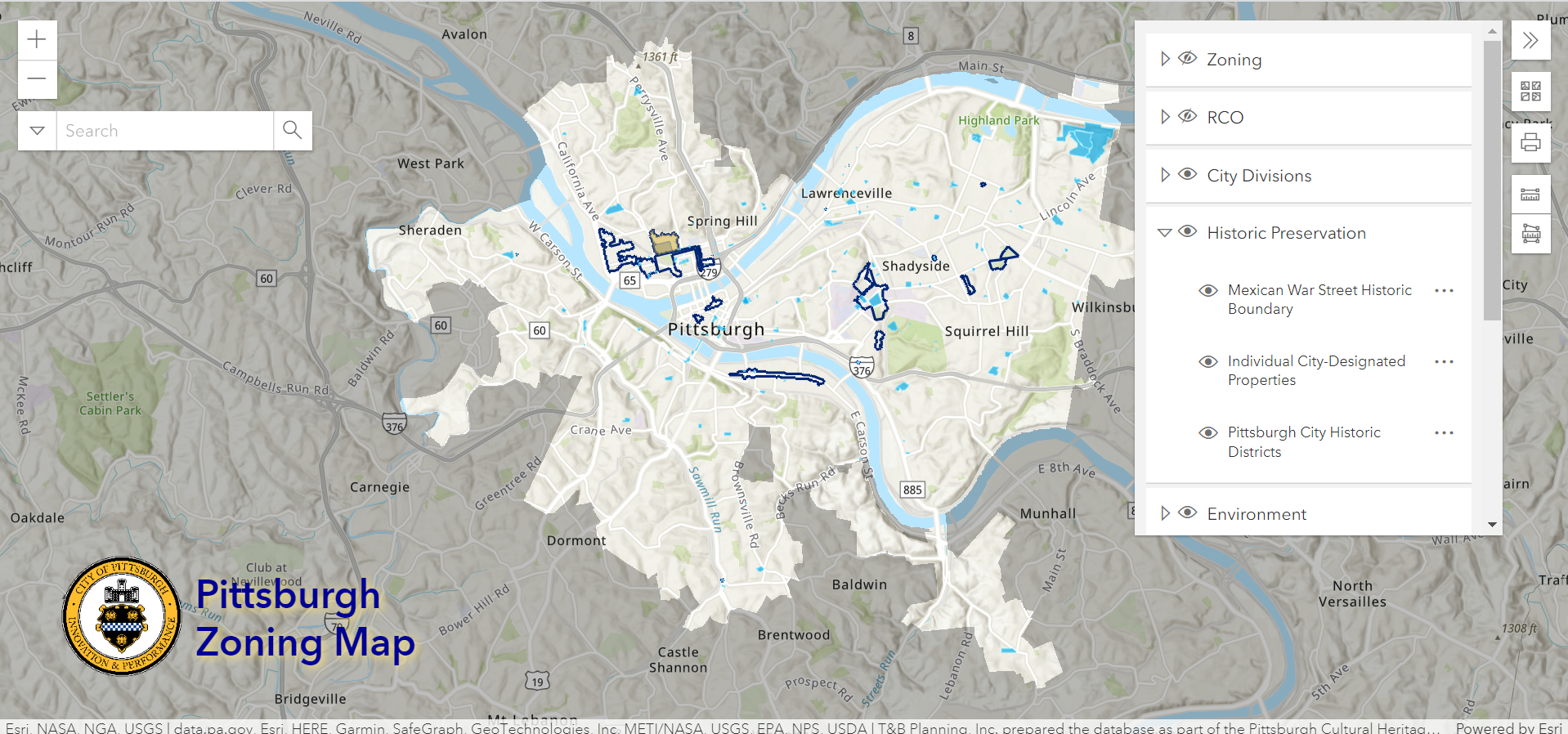 Pittsburgh Zoning Map - Historic Layers — Details Reviewed LLC