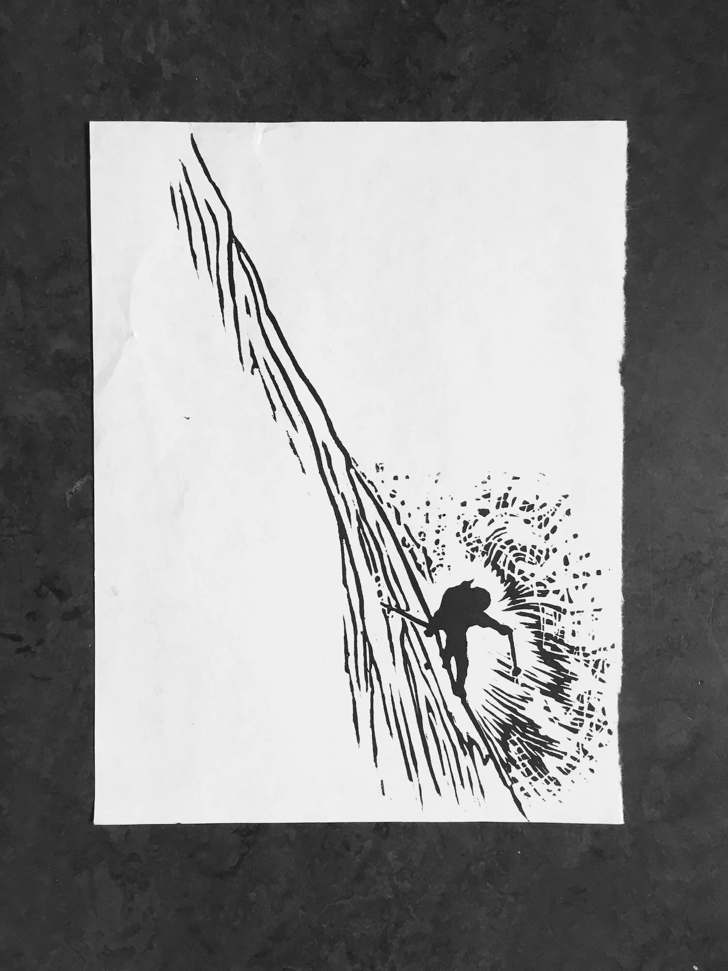 Steep Skiing block print Aaron Enns Art and Guiding ski art backcountry powder skiing and snowboarding Golden B.C. Kicking Horse Rogers passs Canadian Rockies