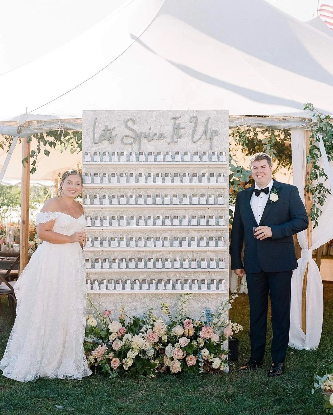 Let&rsquo;s spice it up with this custom escort card display designed for Emily + Joseph.

Emily really wanted to give their guests a jar of Herbs de Provence after getting engaged in France. We brought in a beautiful toile wallpaper to compliment he