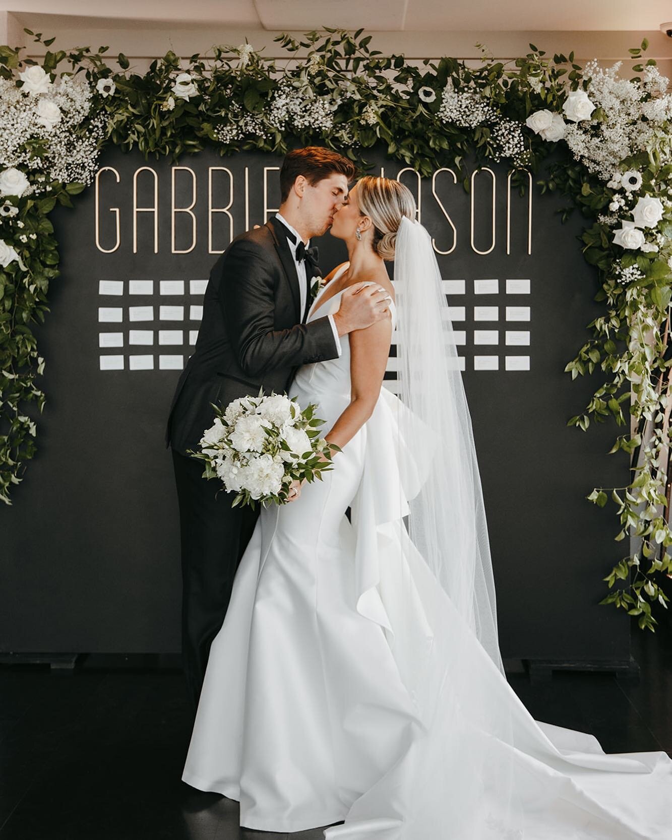 Congrats, Gabbie + Jason! We had so much fun creating this modern escort card display. Loving the black and gold accompanied by @floristika_studio&rsquo;s gorgeous floral accent!

Wedding Planning + Design: @jessicahennesseyweddings | Photography @th