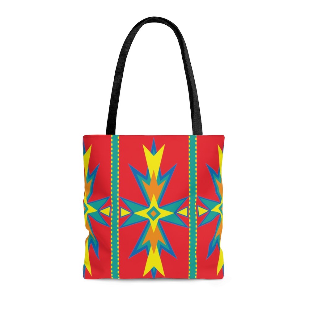 Star word with red patterned star shape background Tote Bag by