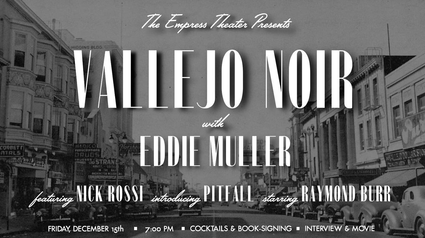 This Friday night, December 15th, I will be the emcee at Vallejo Noir presented by the @empresstheatre with special guest @eddie_muller8591 in conversation and introducing &ldquo;Pitfall&rdquo; (Regal Films, 1948) on the big screen. It all begins in 