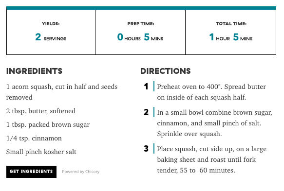 Acorn Squash Recipe