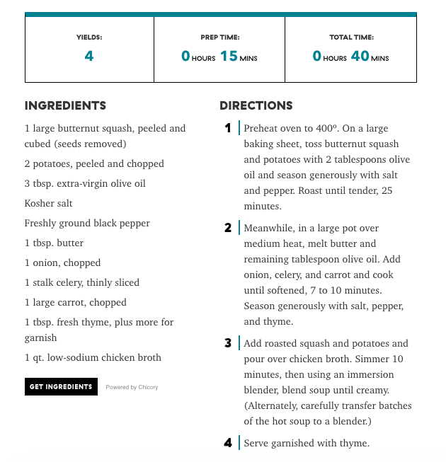 Butternut Squash Recipe