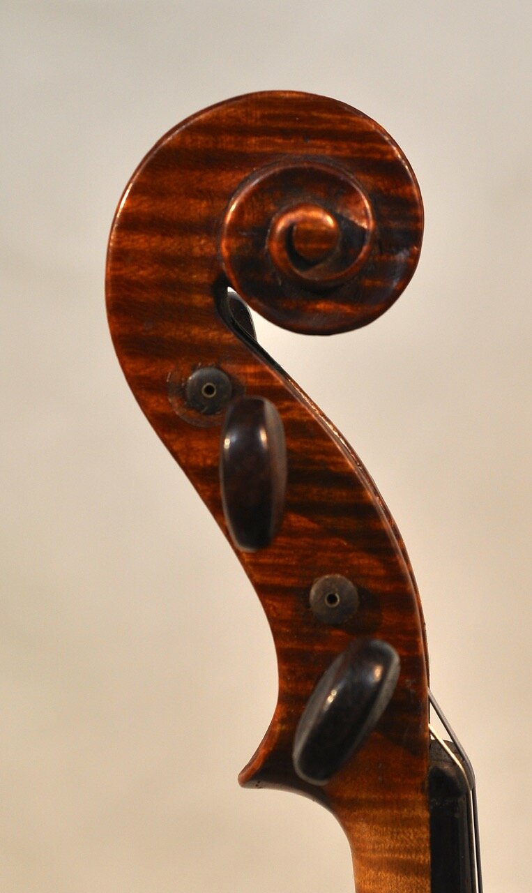 Scroll of a violin by Rodolfo Fredi, 1920