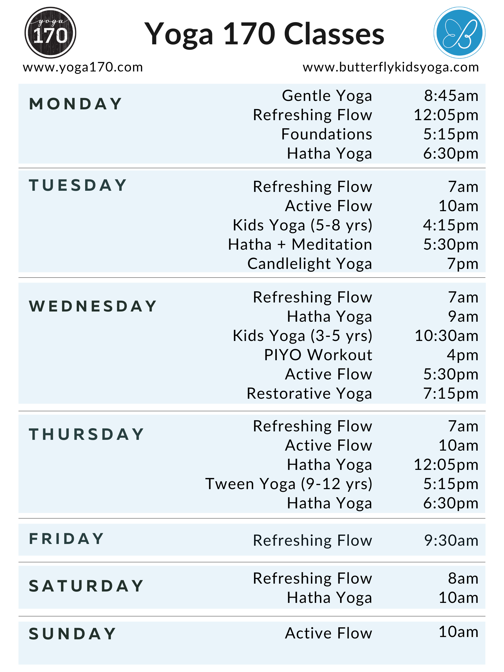 This week’s schedule