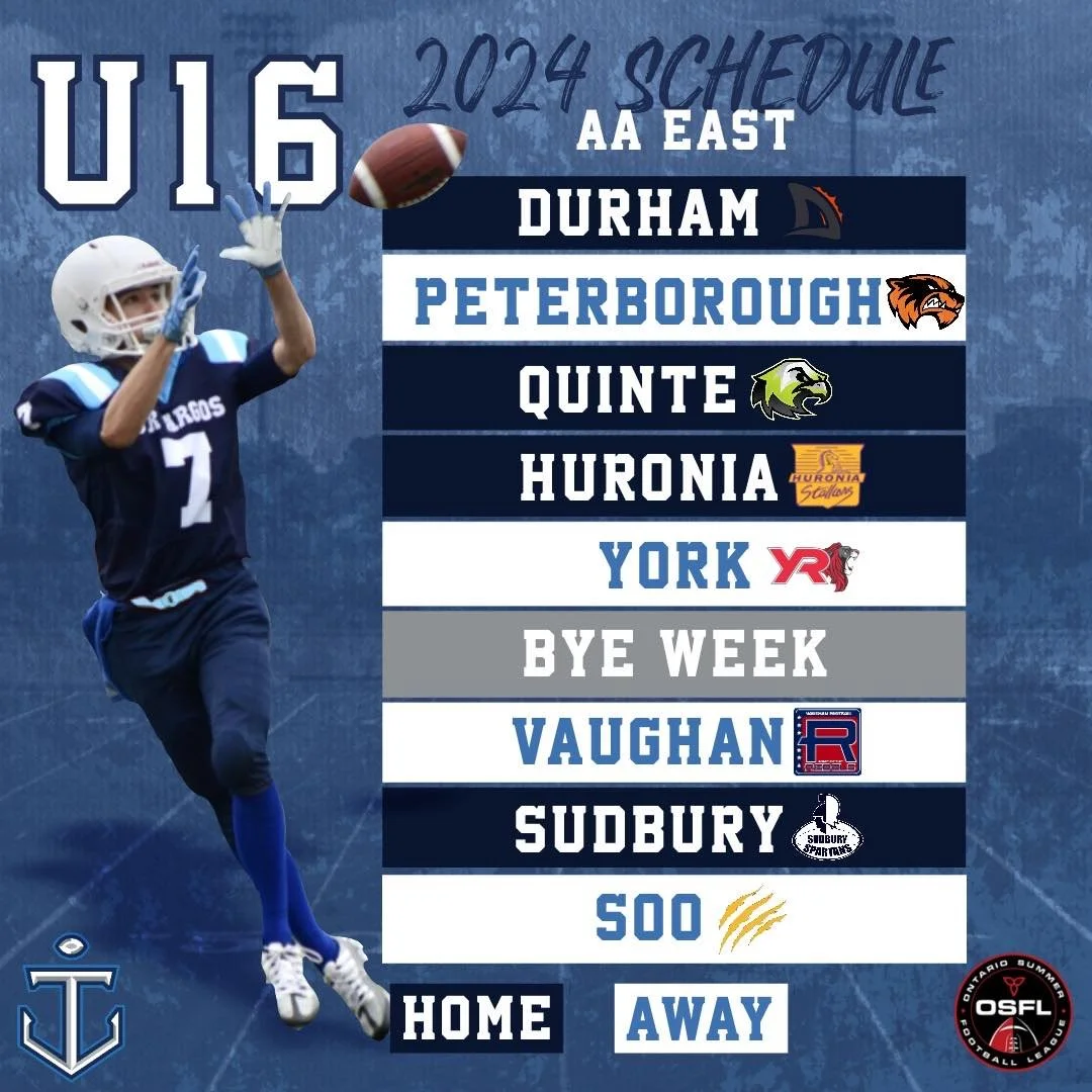 U16 Schedule — Toronto Jr. Argos Football