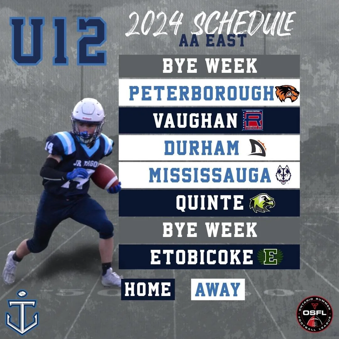 U12 Schedule — Toronto Jr. Argos Football