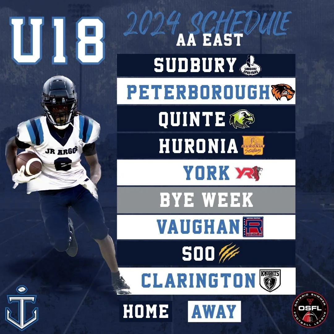 Varsity Schedule — Toronto Jr. Argos Football