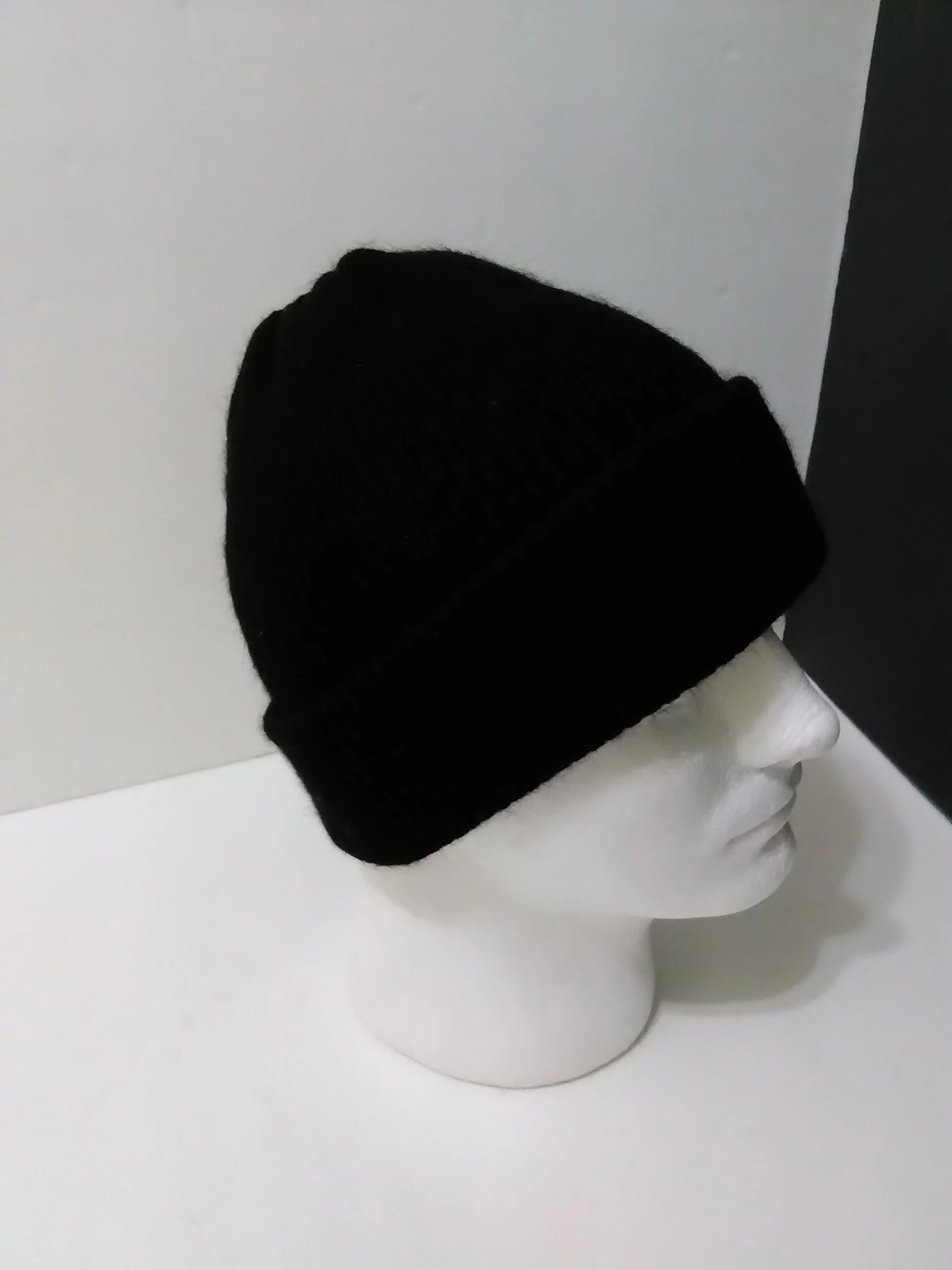 Cashmere Mens Beanie, Fold-over,  Slouchy.