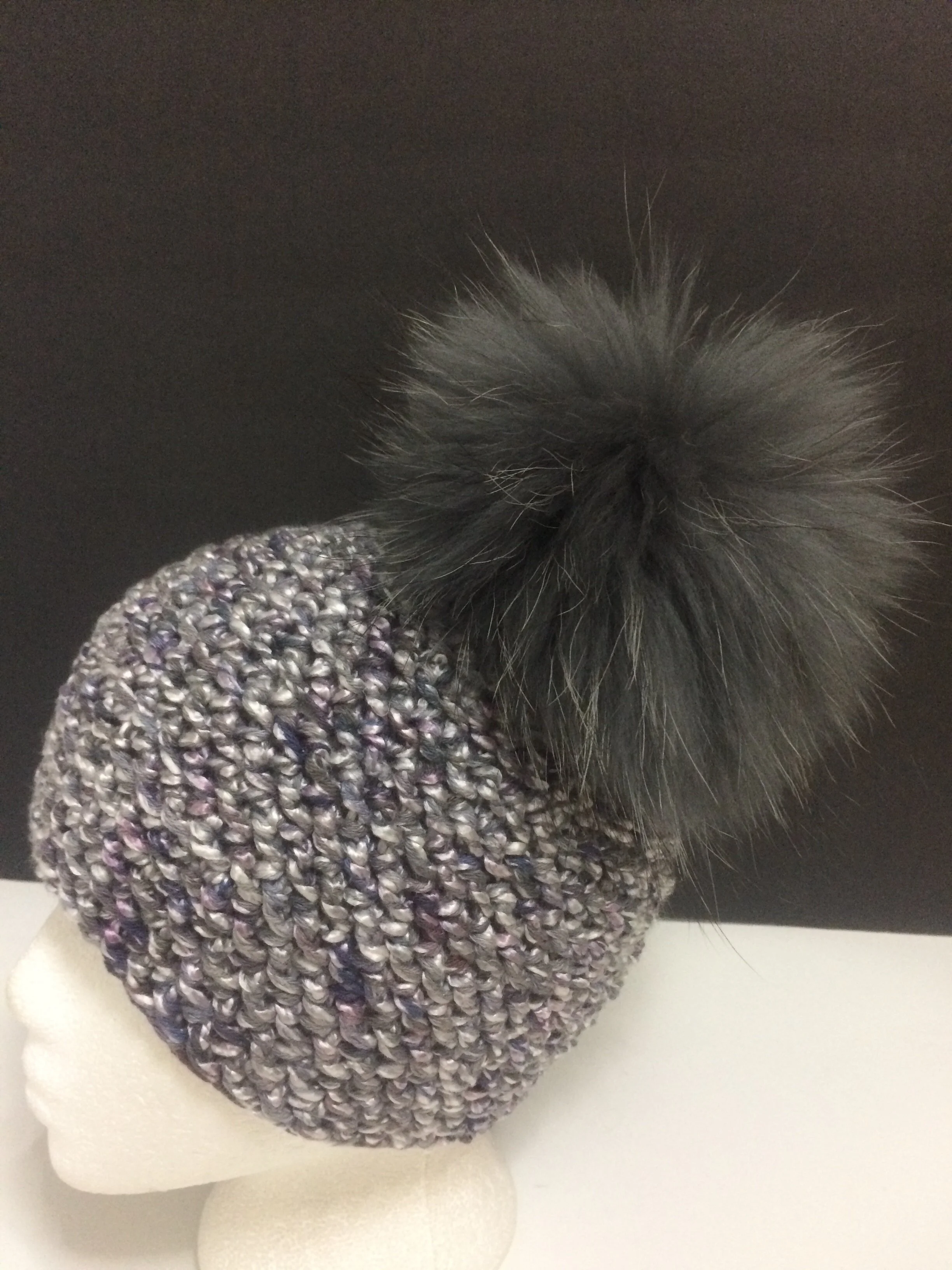 Bulky Hat,  with  Removable Real Raccoon Fur Pompom