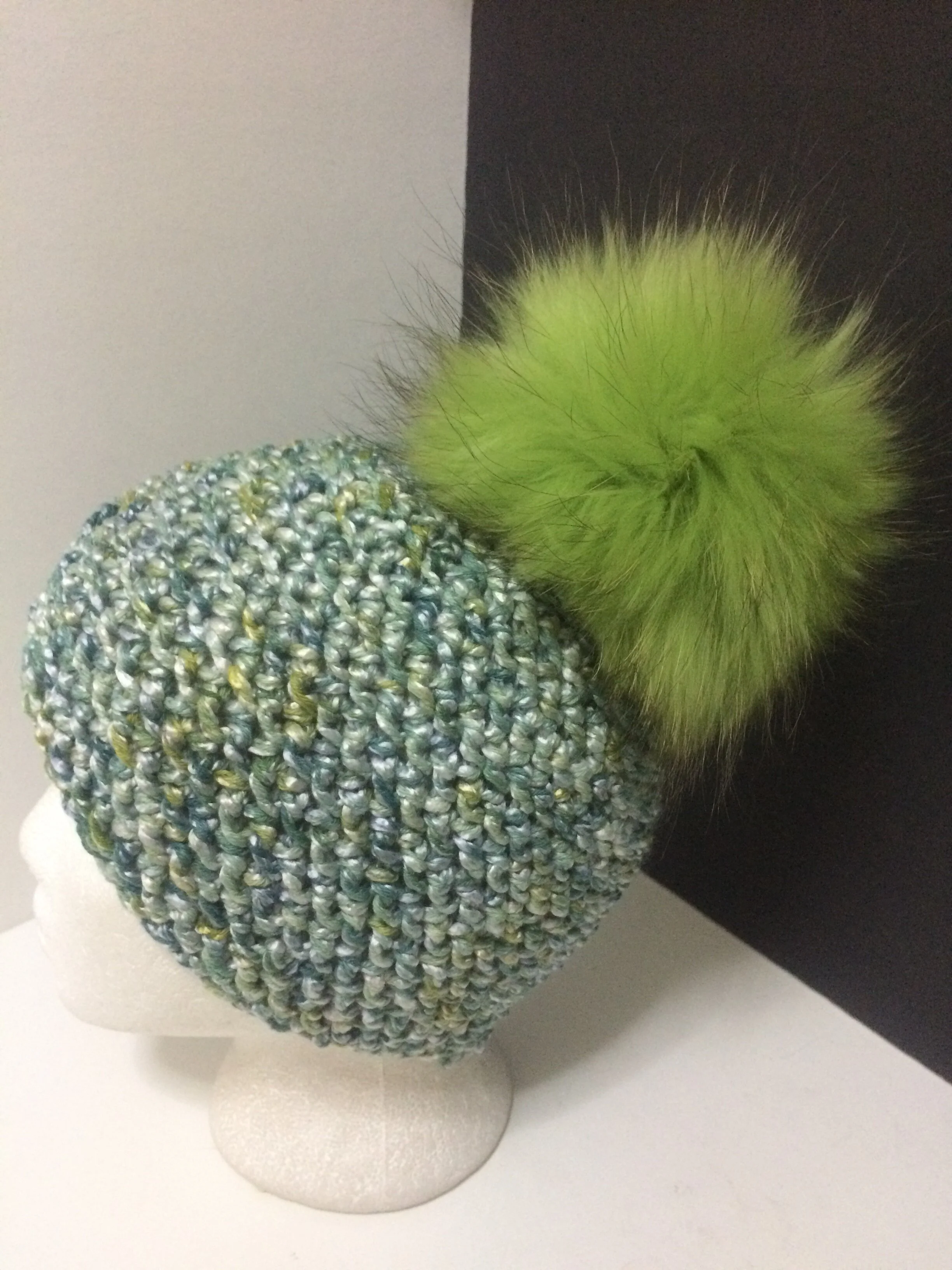 Bulky Hat,  with  Removable Real Raccoon Fur Pompom