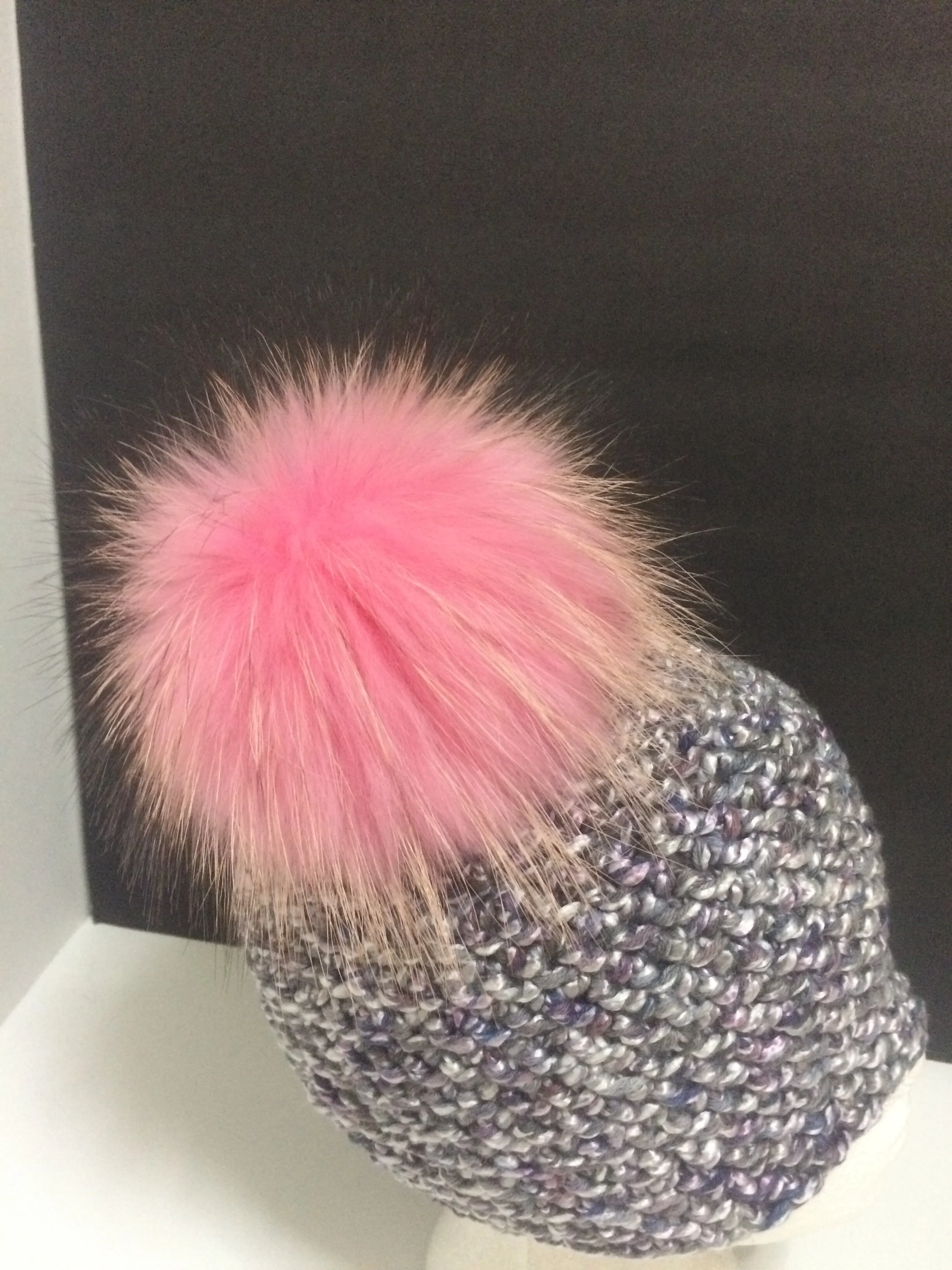 Bulky Hat,  with  Removable Real Raccoon Fur Pompom