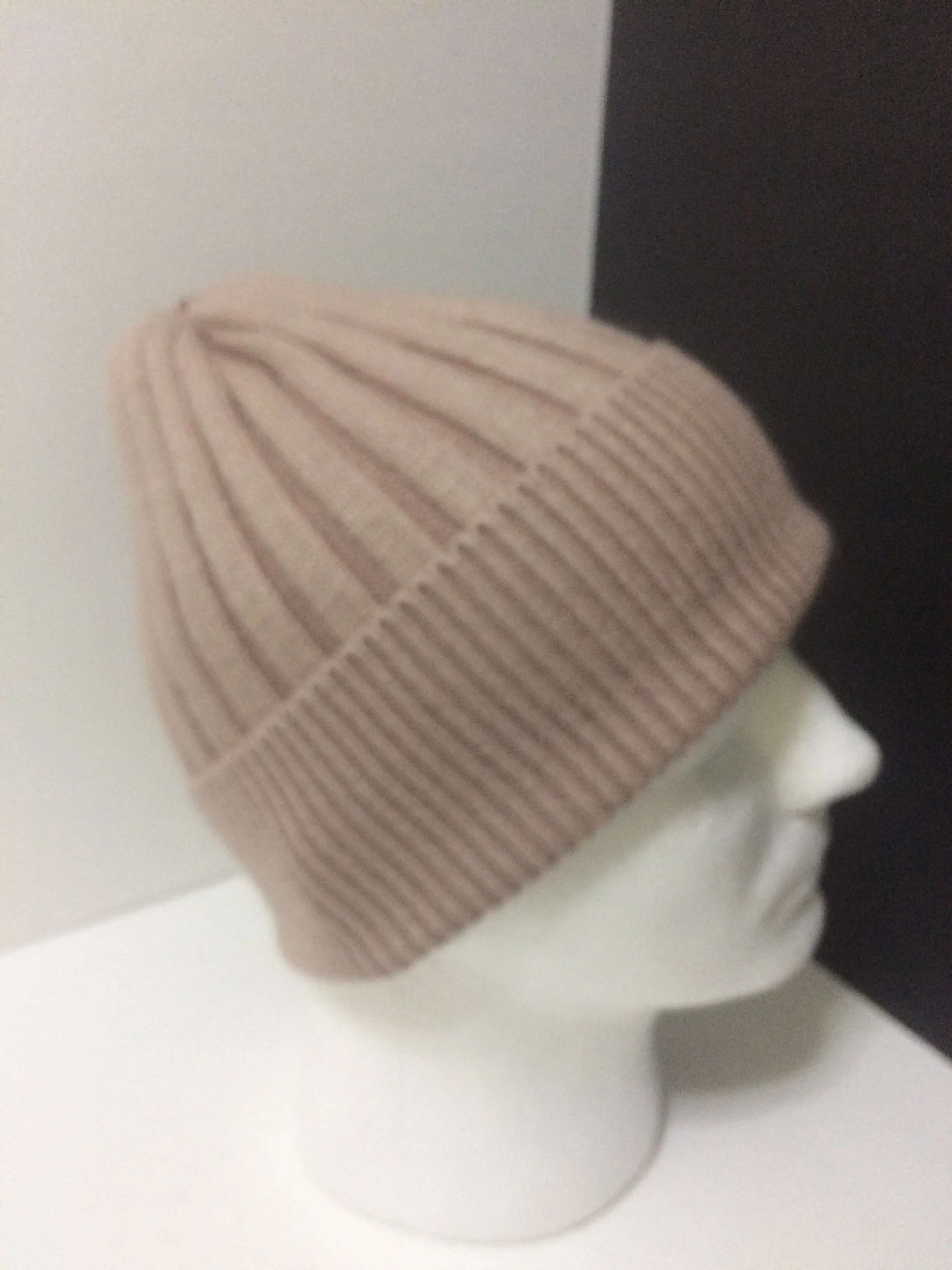 Angora  Mens Beanie, Fold-over Ribbed Hat