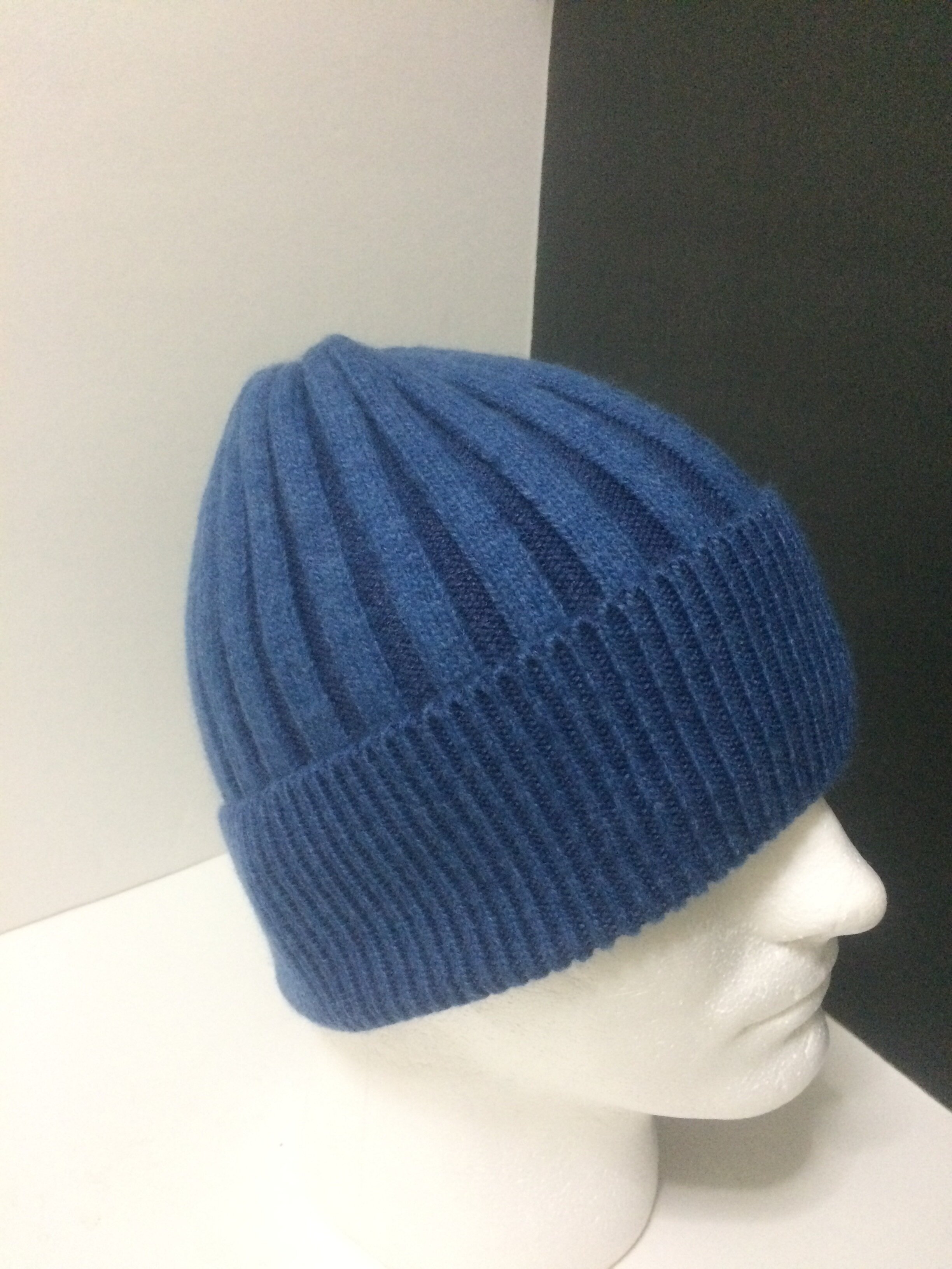 Angora  Mens Beanie, Fold-over Ribbed Hat