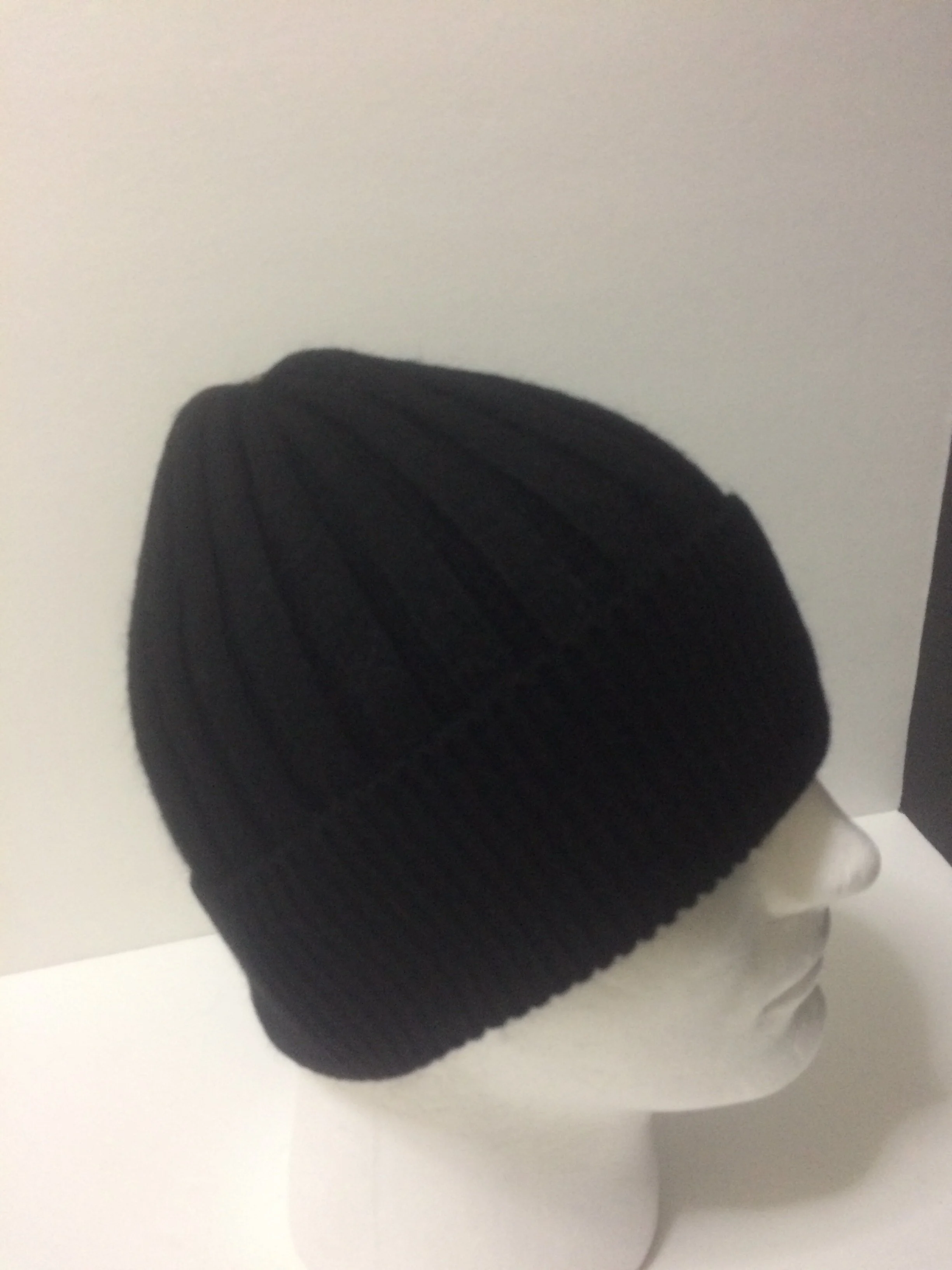 Angora  Mens Beanie, Fold-over Ribbed Hat