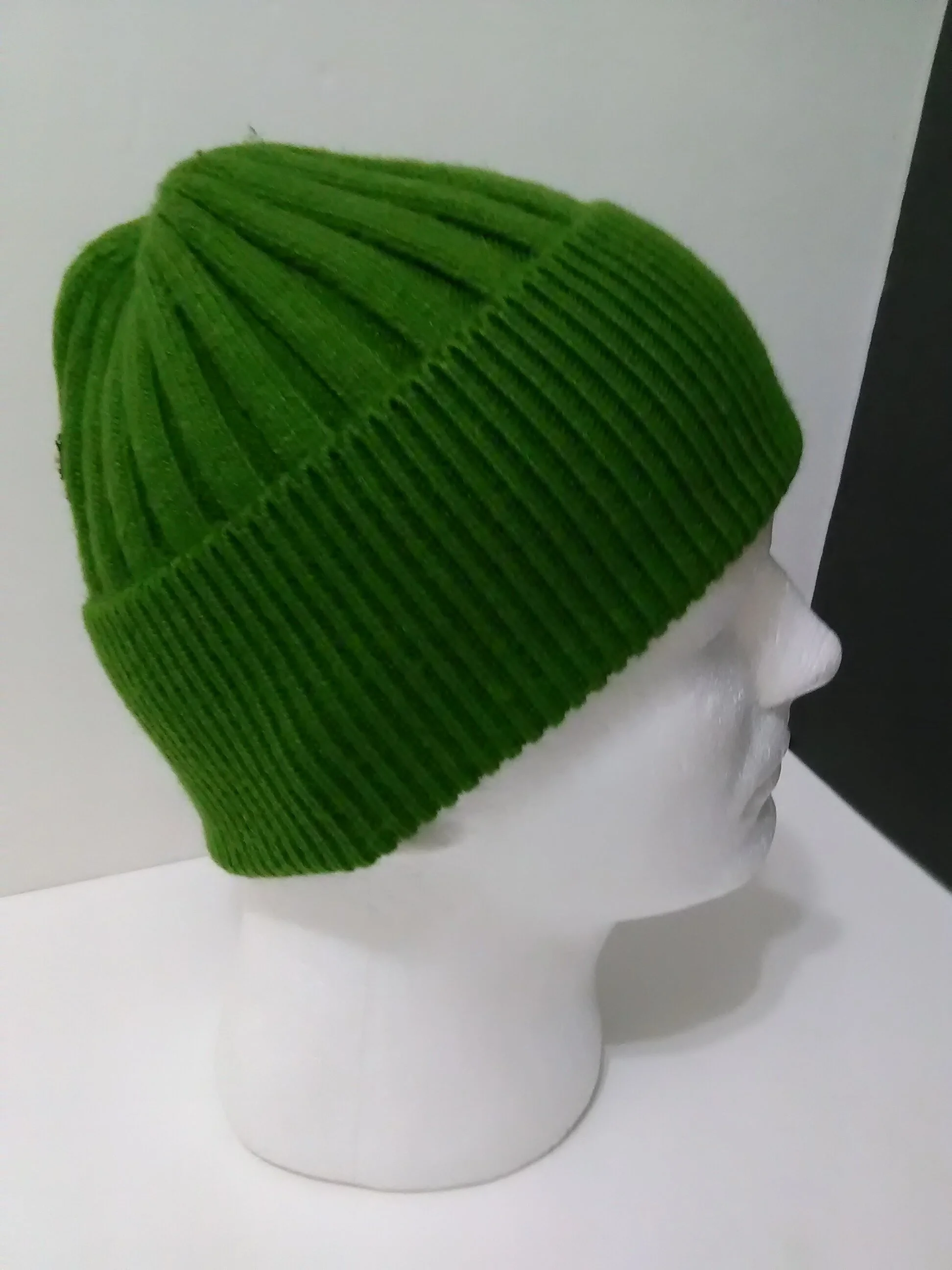 Angora  Mens Beanie, Fold-over Ribbed Hat