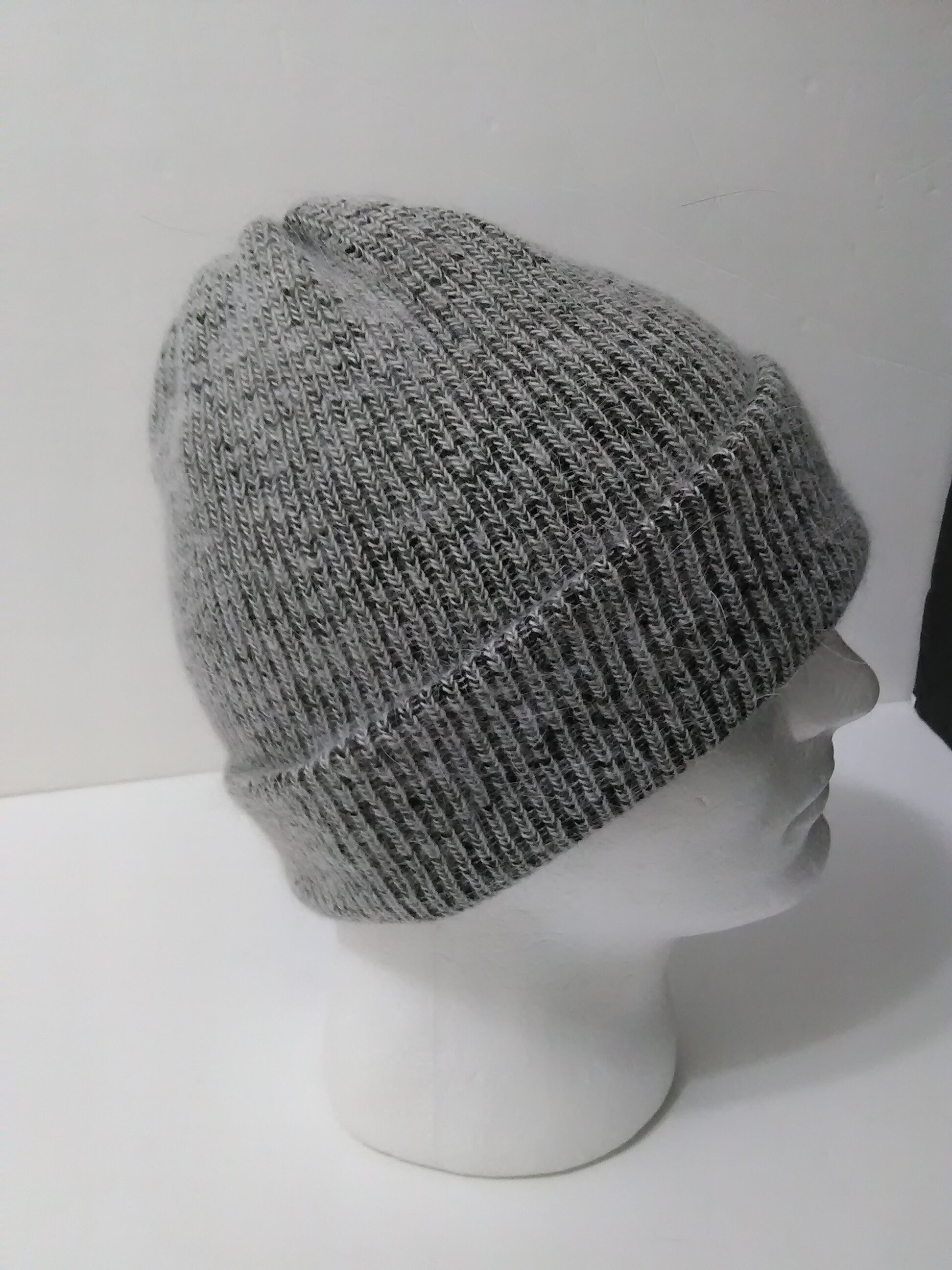 Cashmere  Mens Beanie, Fold-over, Slouchy, Ribbed Hat