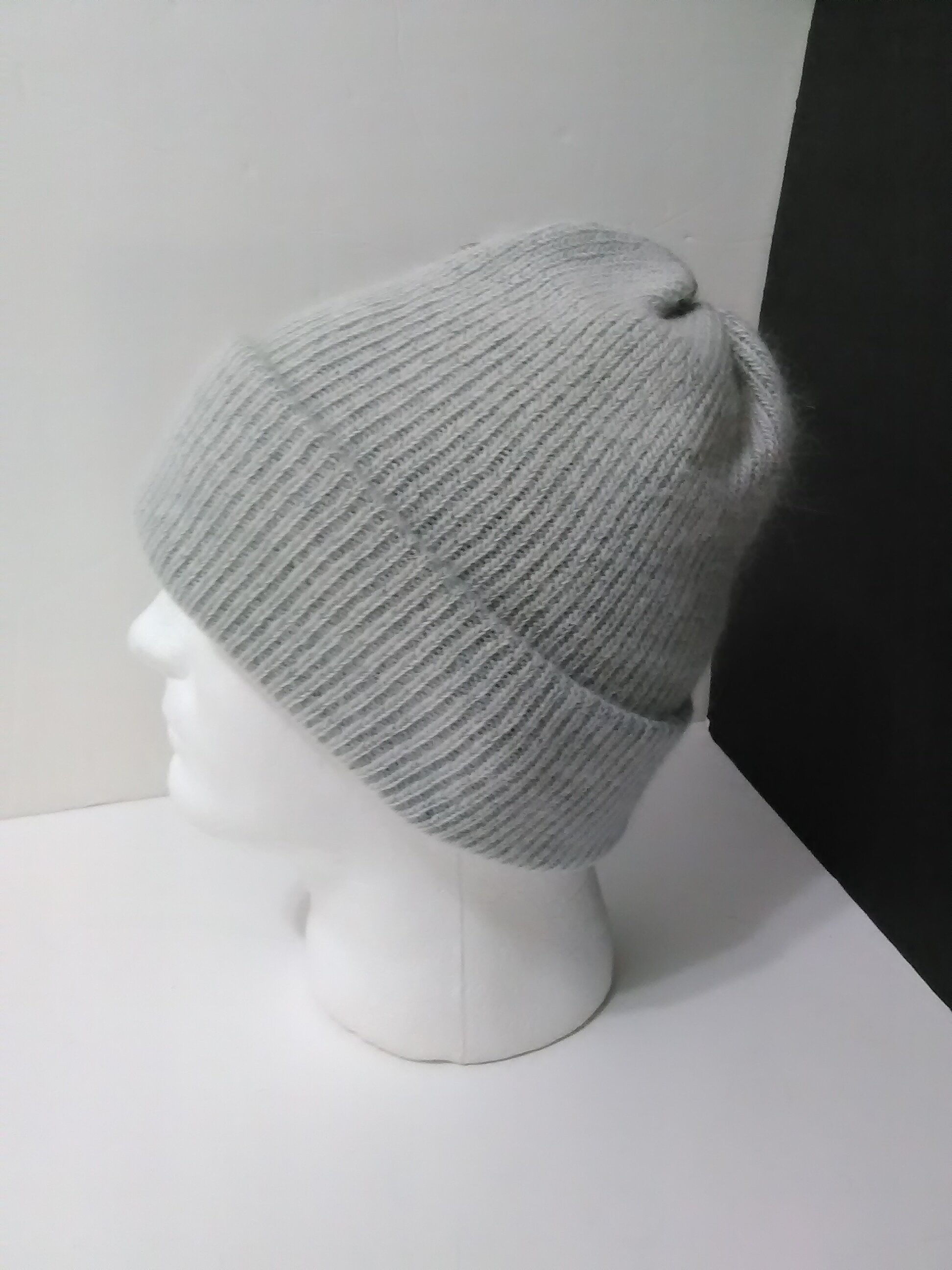 Cashmere  Mens Beanie, Fold-over, Slouchy, Ribbed Hat