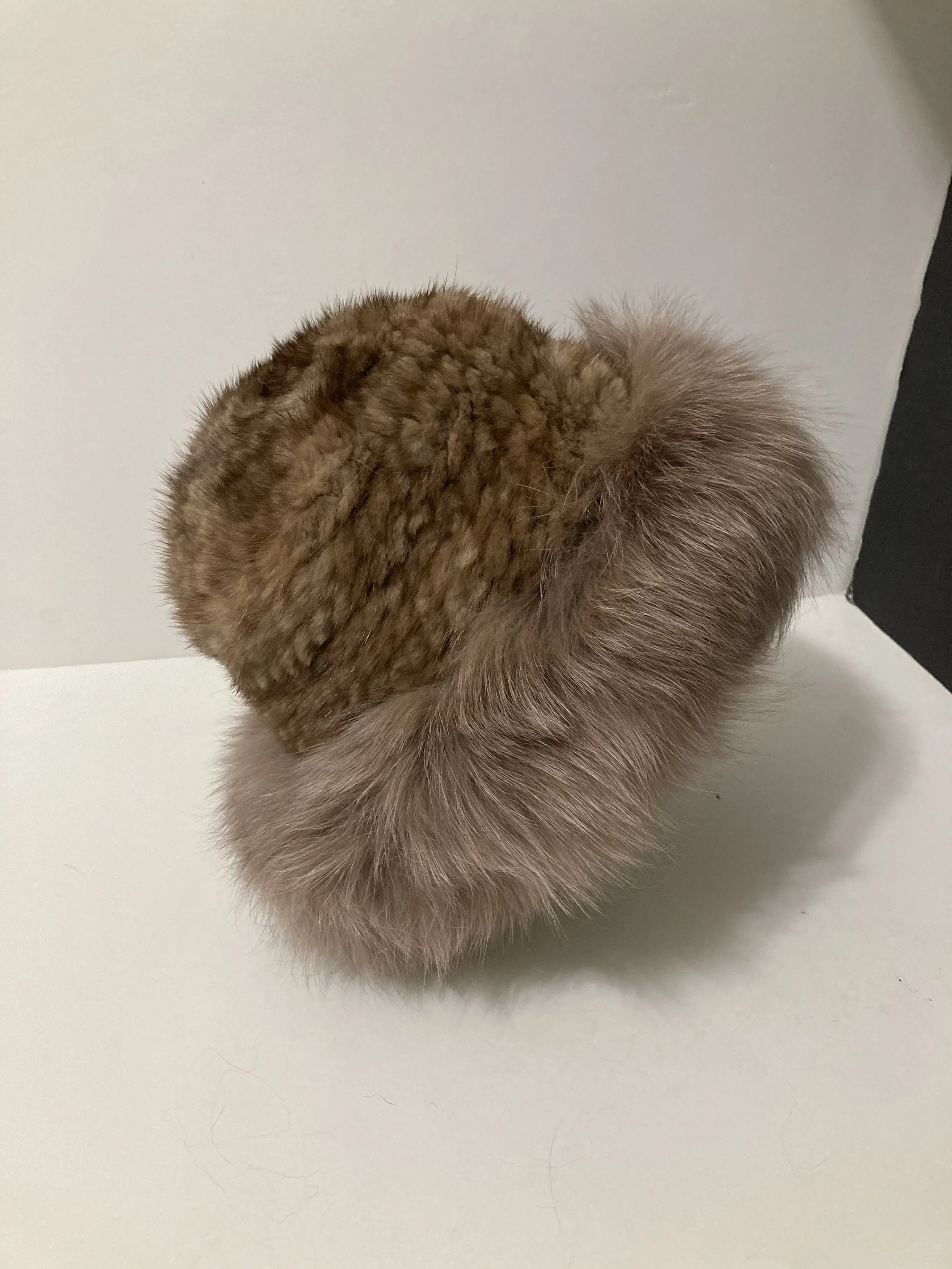 Mink Hat with Real Fox Fur Brim