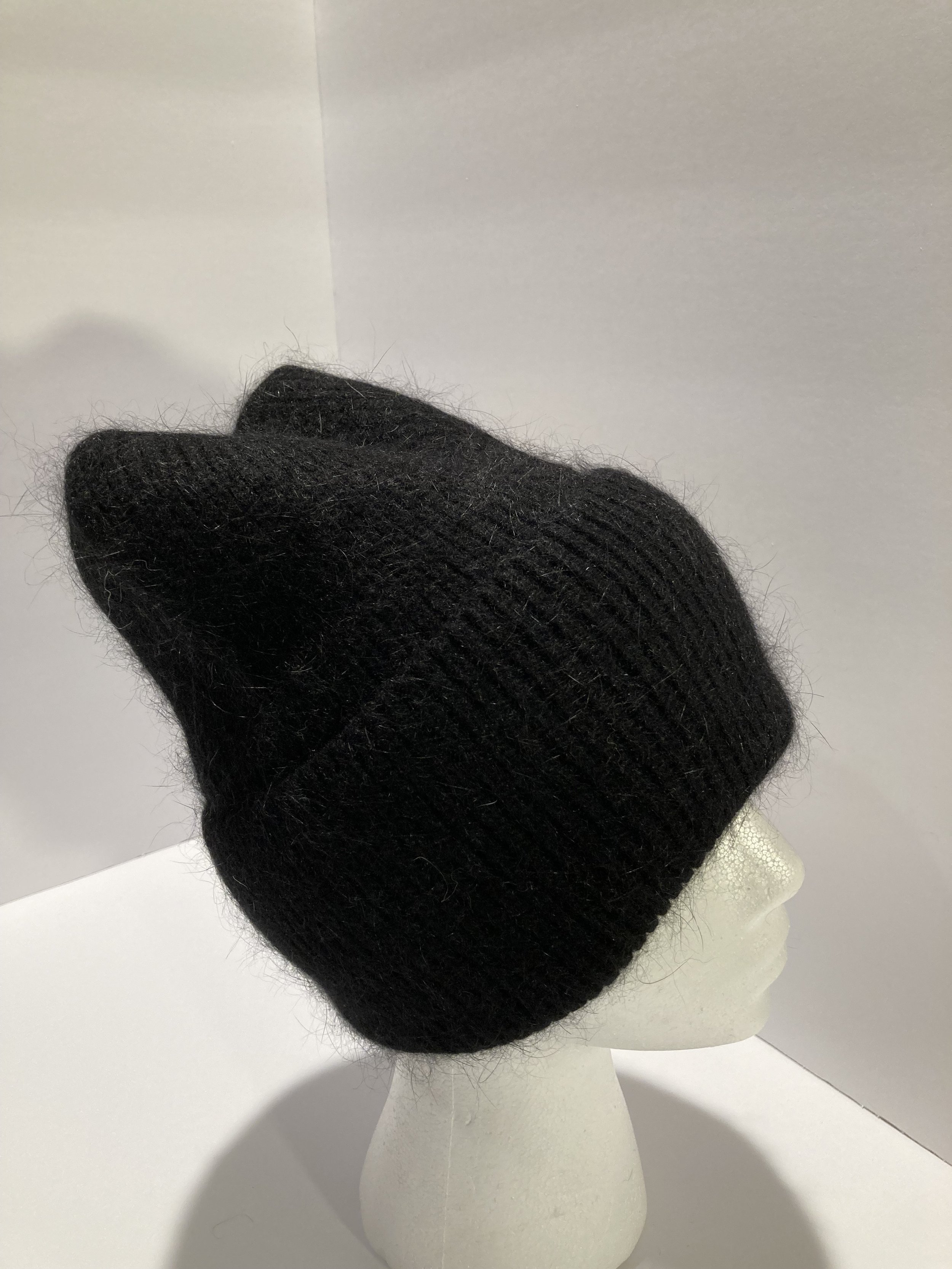 NEW: Cashmere Beanie, Fold-over, Kitty Cat Shape