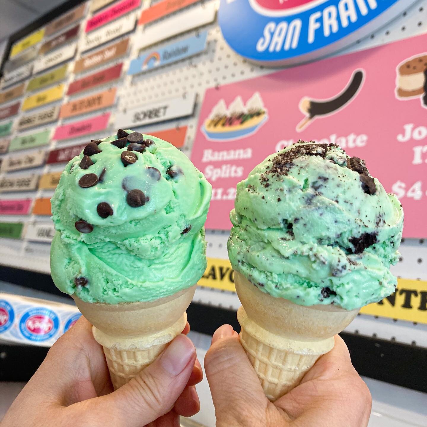 Happy St Patrick&rsquo;s Day! 🍀🍀We&rsquo;re excited to present our Mint Oreo and Mint Chip green duo! (Here&rsquo;s an idea: mint shake with whipped cream on top = our version of Shamrock shake 😉) ⠀
 ⠀

⠀
📸Tag or dm us for a chance to be featured