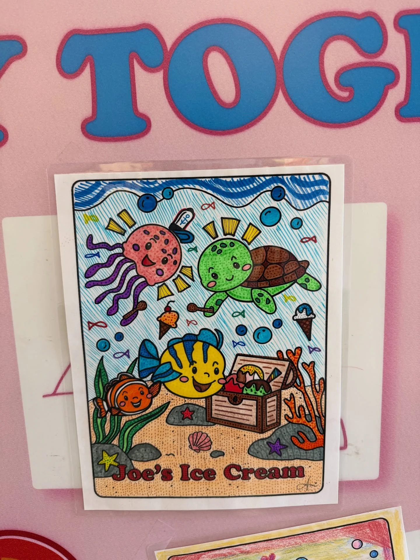🎨 Congratulations to Tollia, Charley, and Koen,  our coloring contest winners! Your artwork brightened up our shop! Stop by to see their amazing work displayed in our showcase! ✨⁣
⁣
⁣
⁣
⁣
#coloringcontest #sfkidsart #joesicecream #richmonddistrictsf