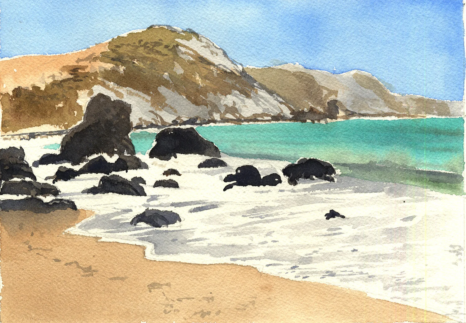 CALIFORNIA COAST - 9”x12” watercolor painting