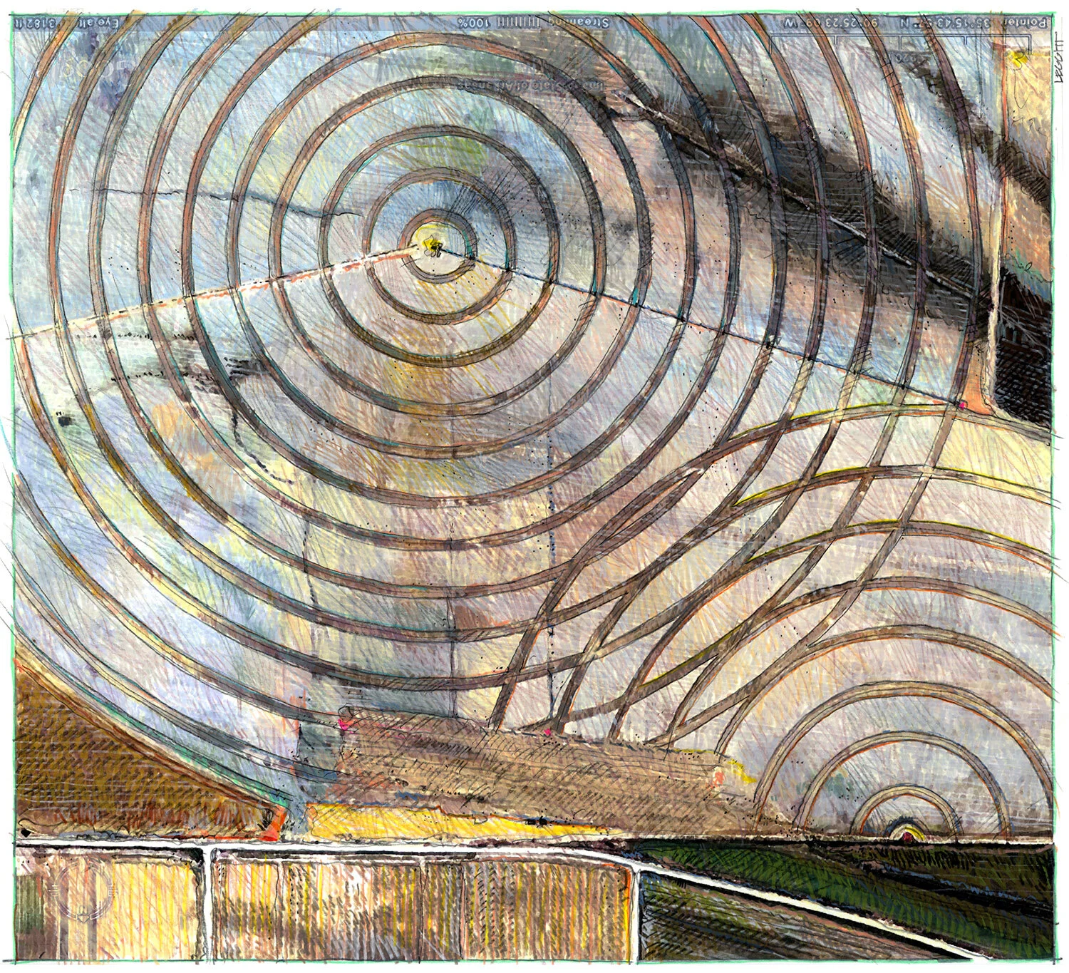 NEBRASKA PIVOT IRRIGATION PATTERNS - 12”x12” hybrid painting