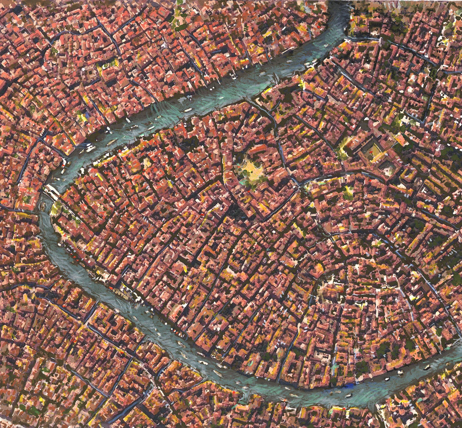 VENICE CANAL - 12”x12” hybrid painting