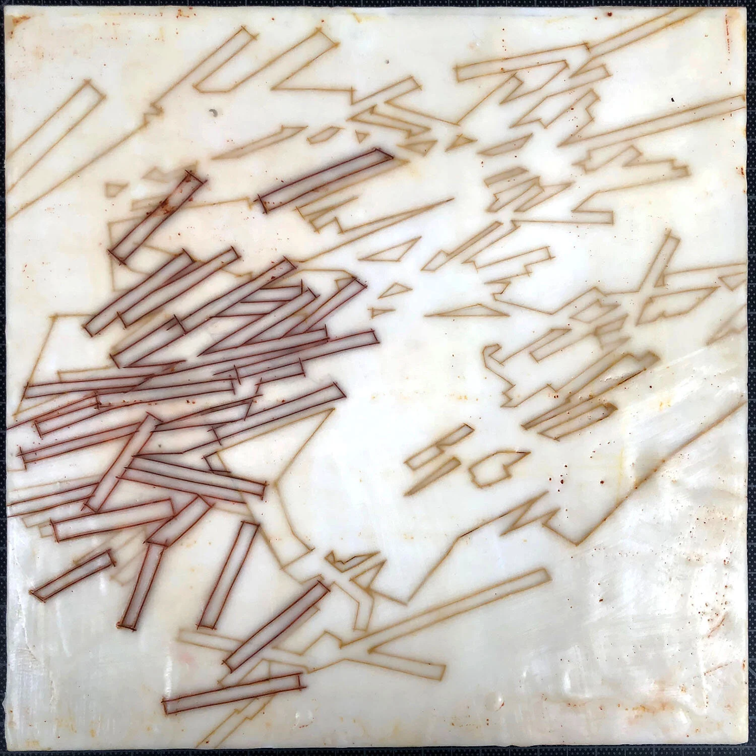 HISTORIC MINING PATTERNS - encaustic painting on wood 10”x10”