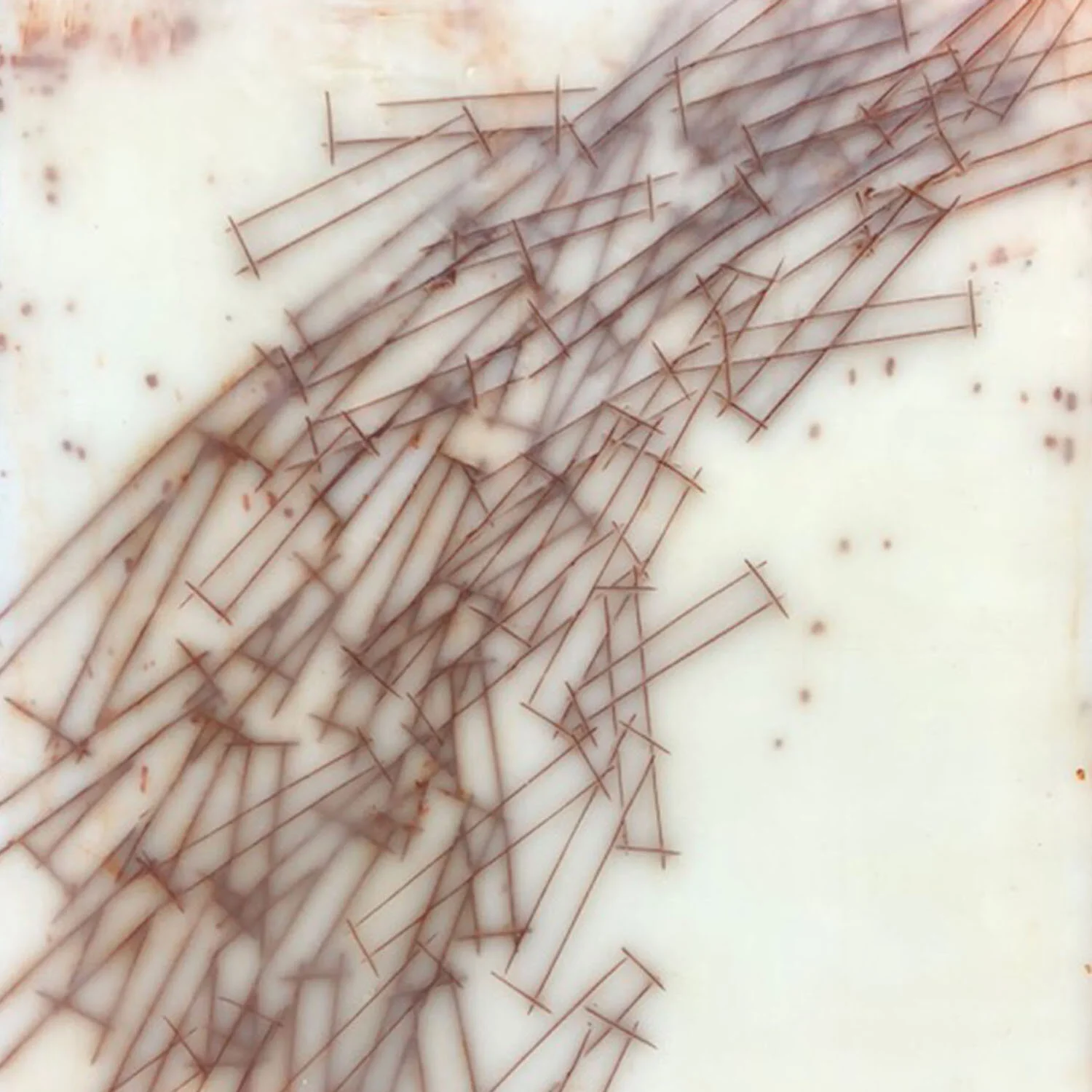 TRAFFIC JAM - encaustic painting on wood 6”x6”