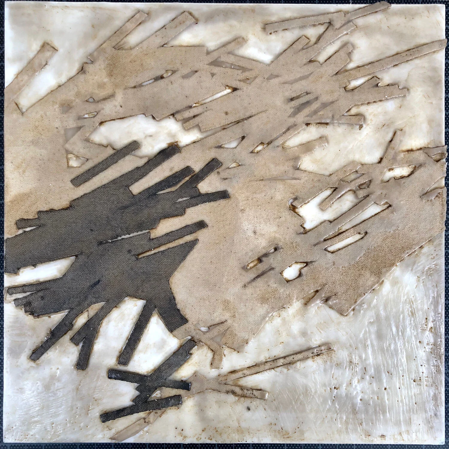 HISTORIC MINING CLAIMS - encaustic painting on wood 10”x10”