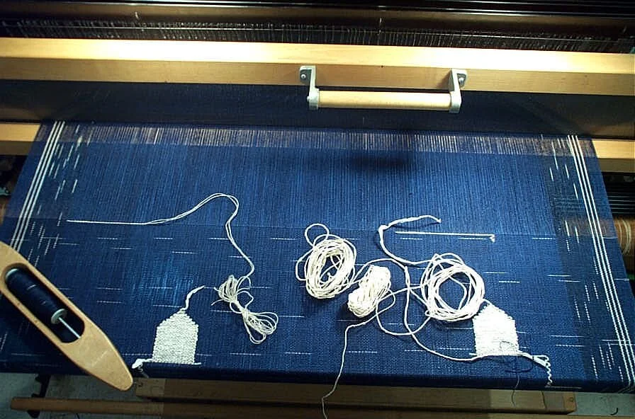 Village Series in process on the loom