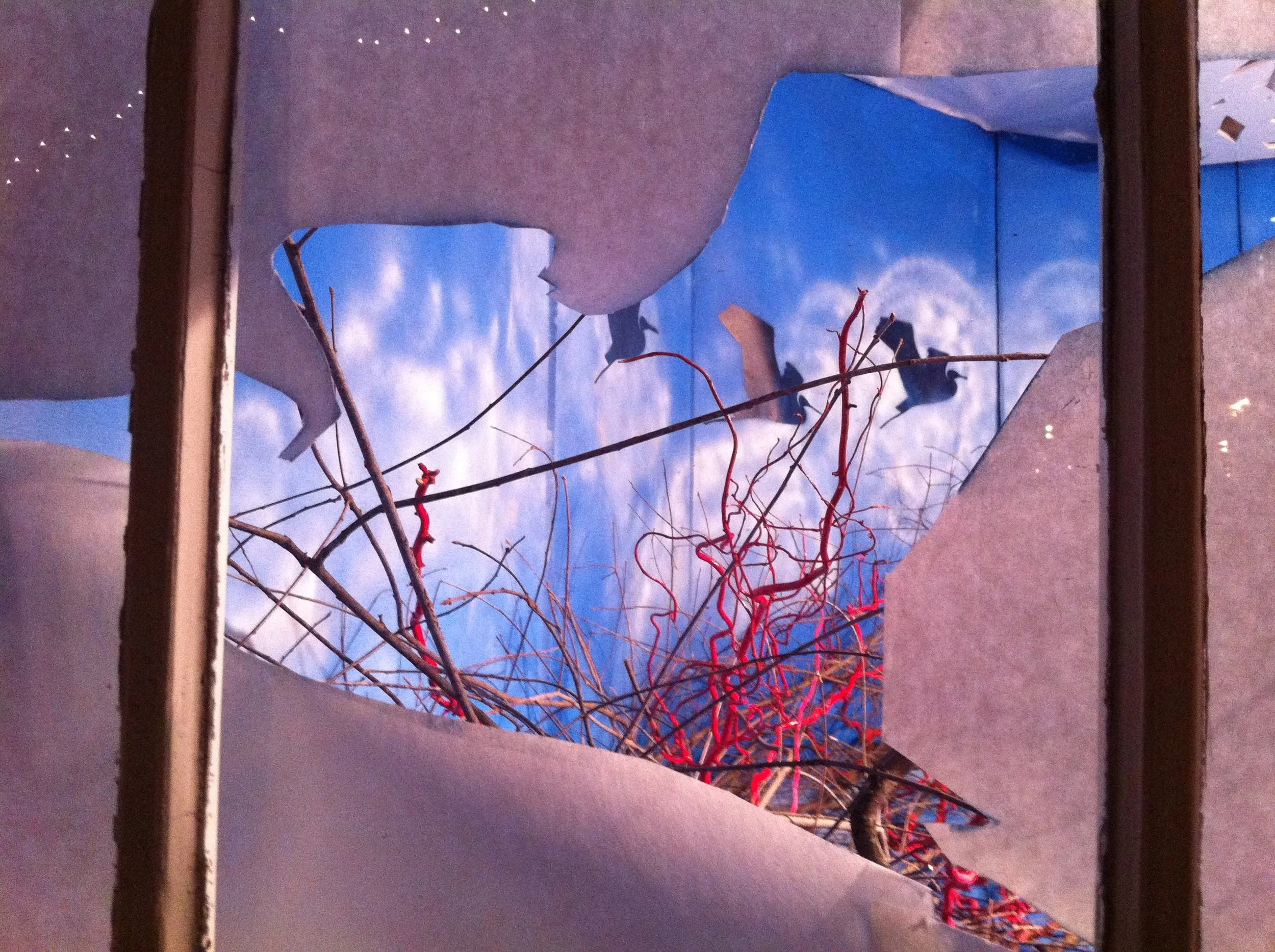 Izzy's Winter Installation - peek a boo cut out with interior view