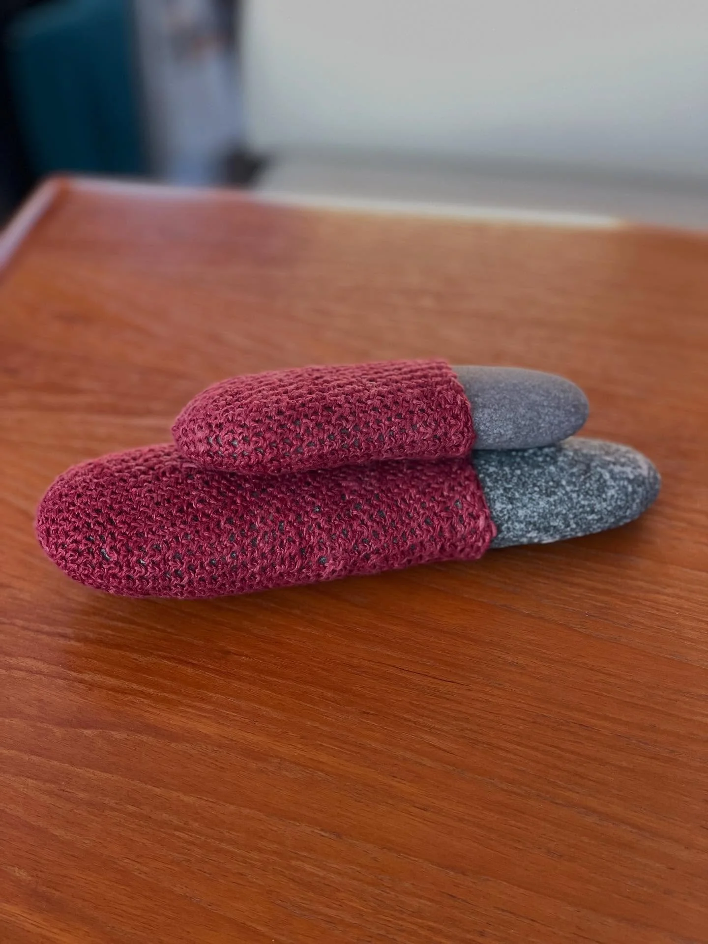 Carry me
Support me

Together we are stronger 
Together we are invincible 

#stonecozies #mainebeachstones 
#crochet #madderdyedlinen #textileart #textileartist