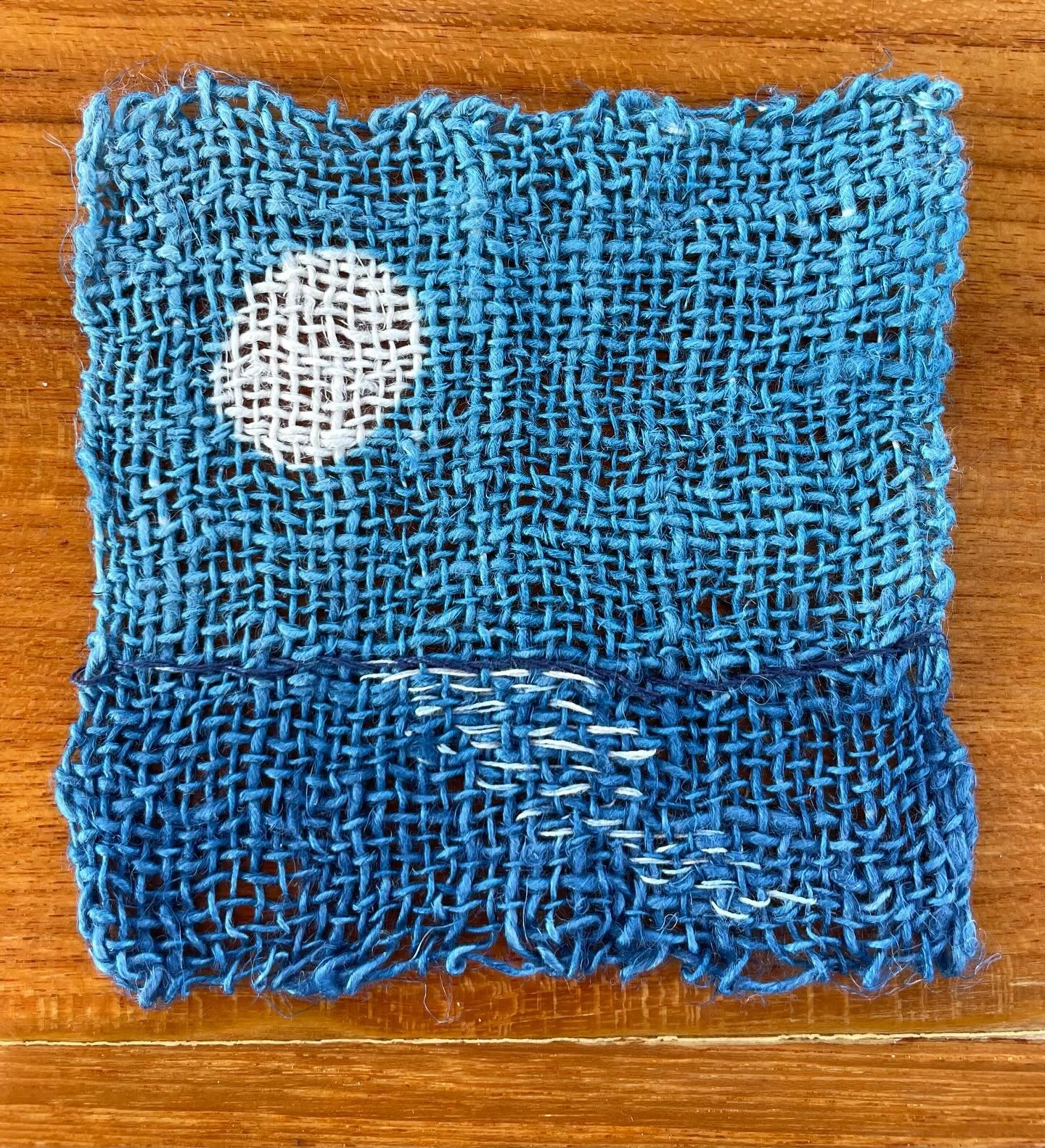 Full moon 
River of light 
💙
4.5&quot; by 4.5&quot;
Handspun handwoven linen
Cyanotype print with embroidery 
#handspunlinen #cyanotype #textileart #textileartist 
#inspiredbynature