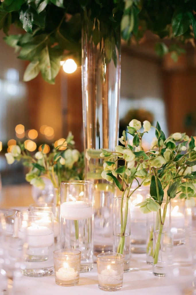 aboutdetailsdetails.com | Brandon Kidd | LA Wedding Planner | Catalina Point Wedding | Wedding Reception Inspiration | Lush Greenery | Candlelight | Tall Floral Centerpieces