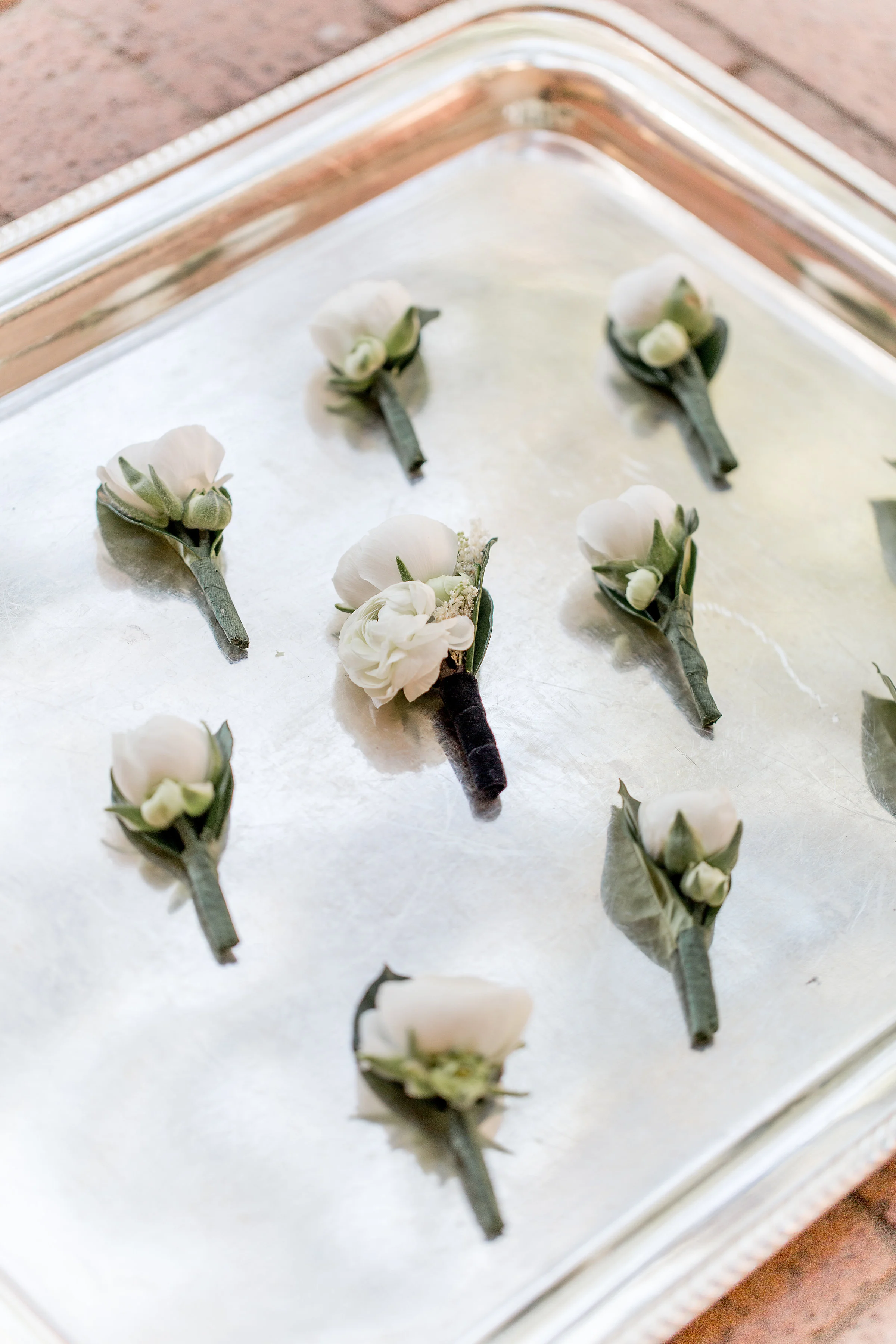 Aboutdetailsdetails | Katie Beverley | White Boutonniere | Silver platter