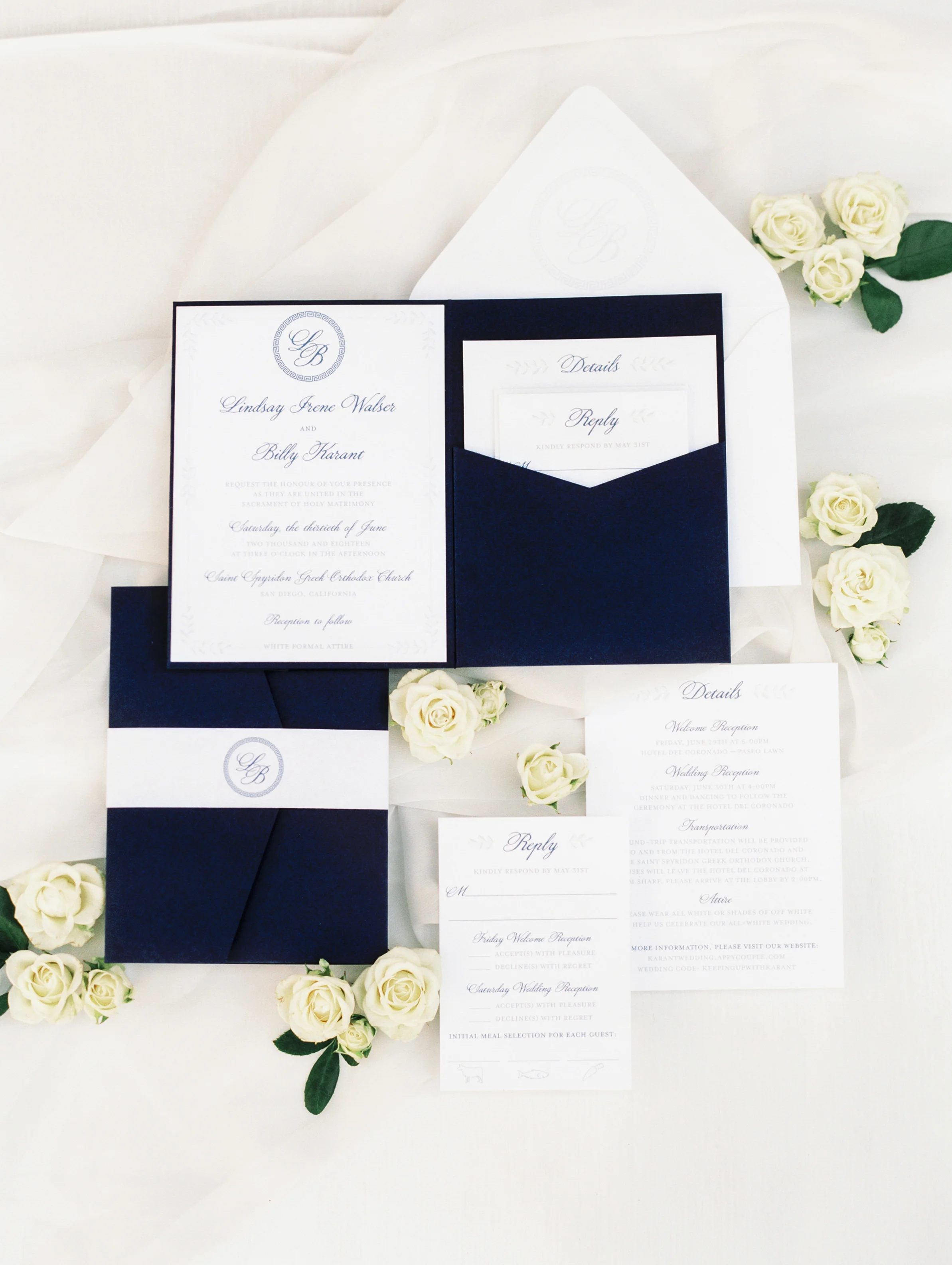 | Aboutdetailsdetails | Invitation Suite | Navy Invites | White Roses | San Diego Wedding