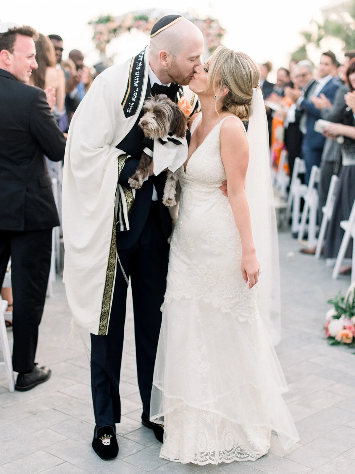 | Aboutdetailsdetails | Bride and Groom | Kiss | Just Married | Lace detailing | Dog in a Tux