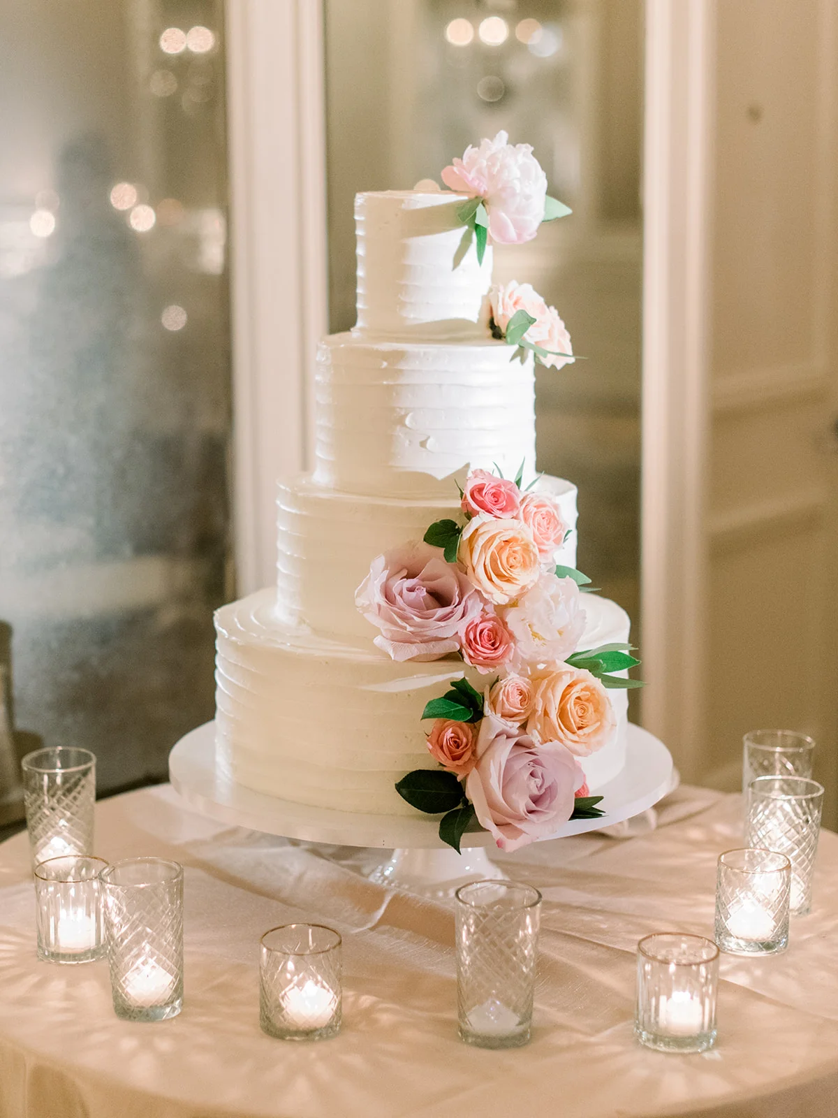 aboutdetailsdetails | Wedding cake | Votive | Four Tier Cake | Rose Details | Cake Table |